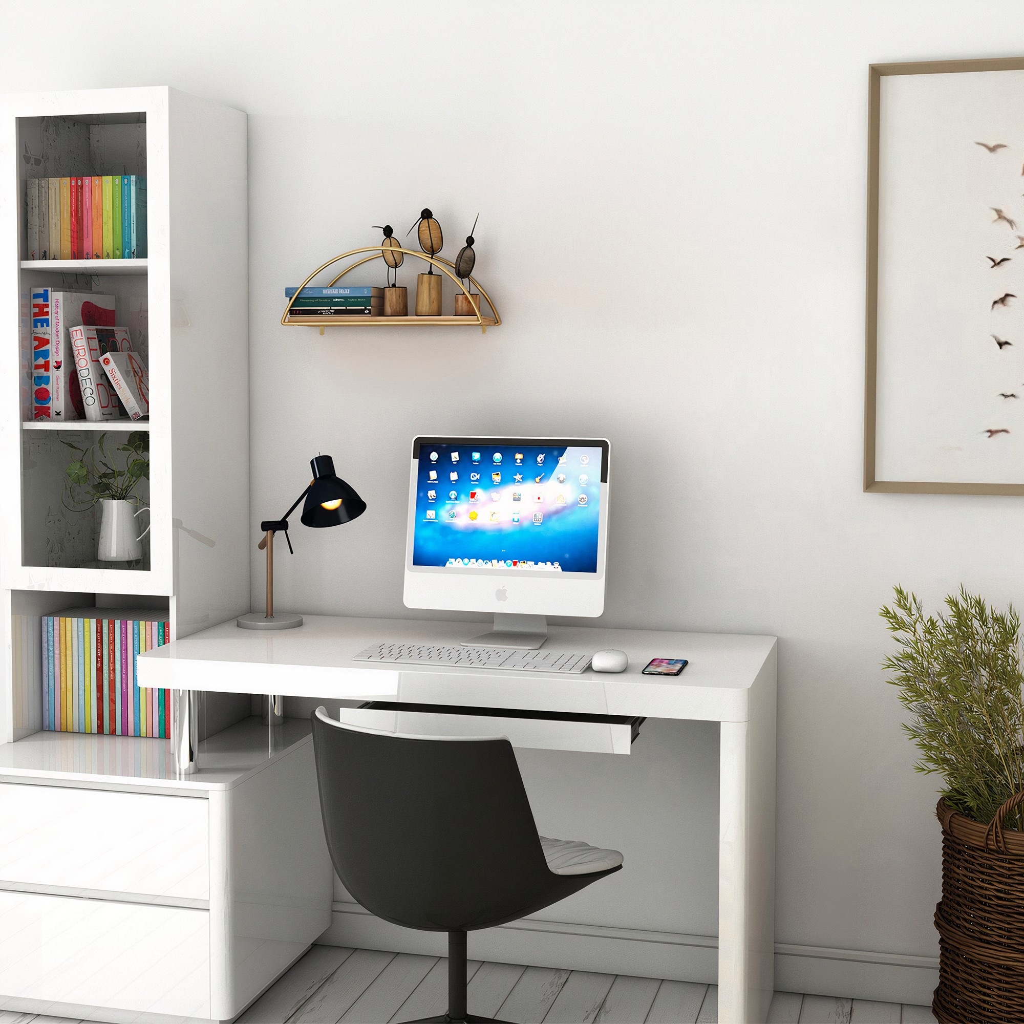 Mensola da parete decorativa impiallacciatura di legno oro marrone