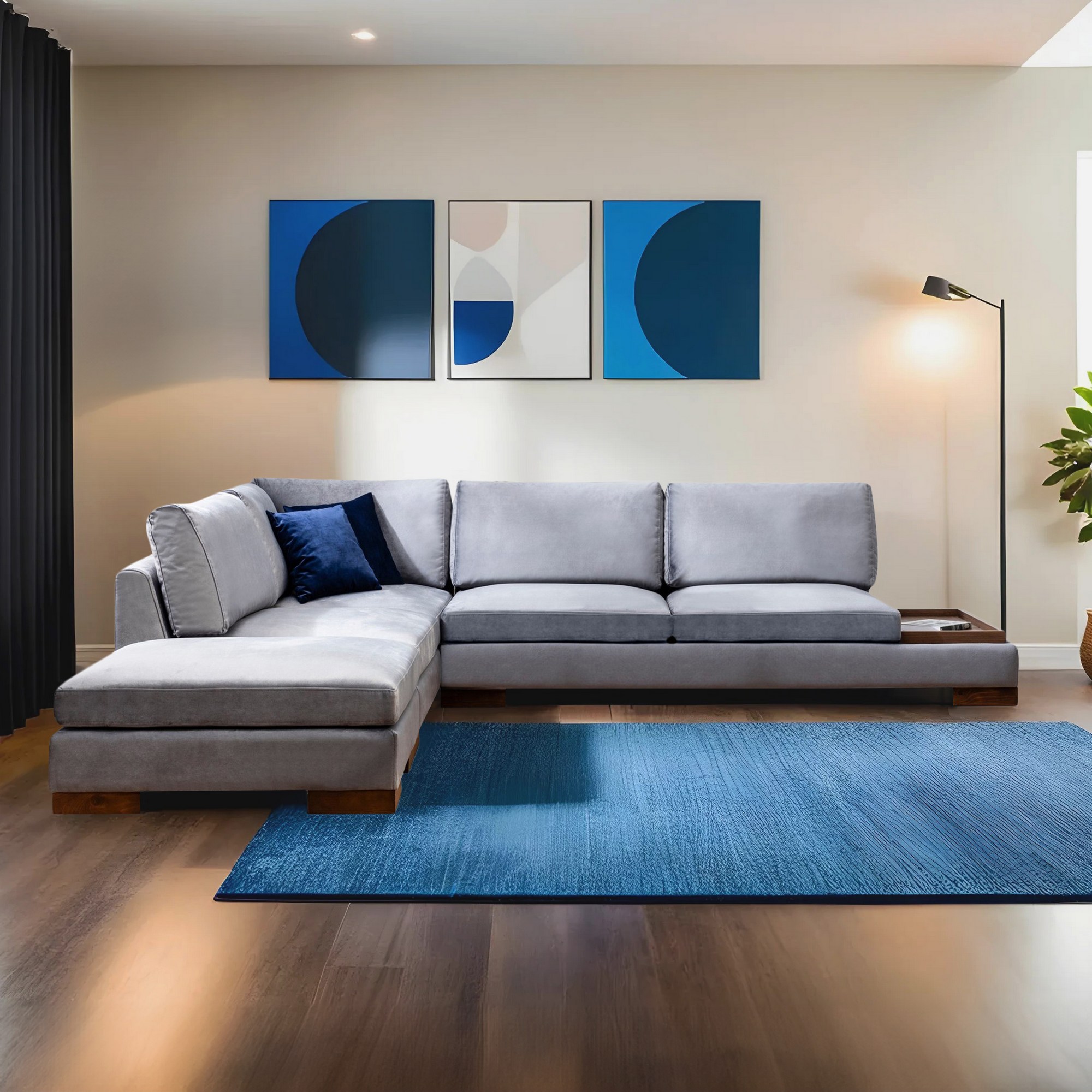 Tulip Divano angolare sinistro grigio scuro