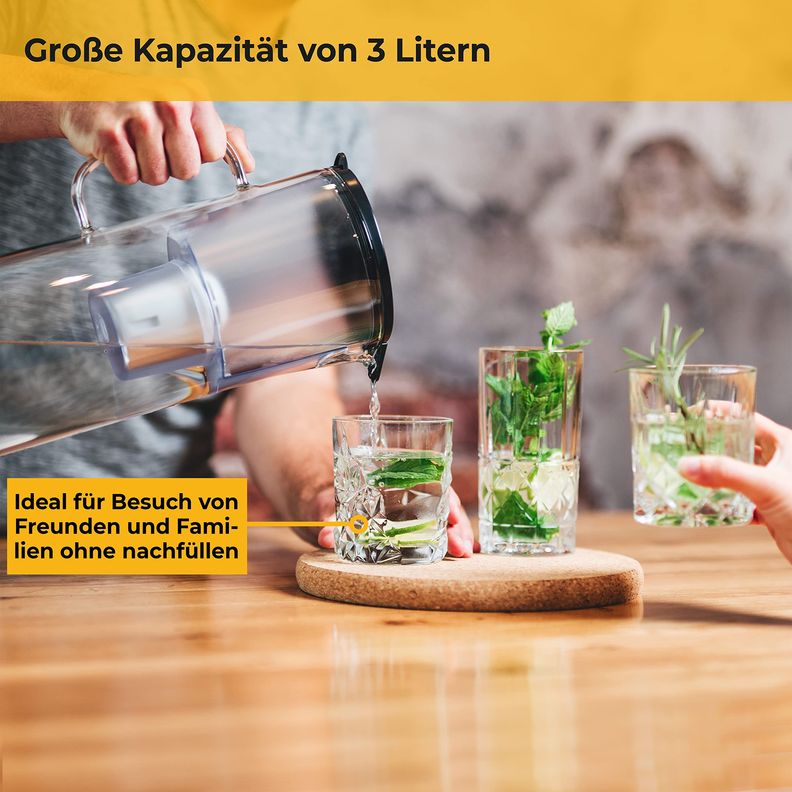 Wasserfilter Glas Kunststoff Transparent 2,7 Liter