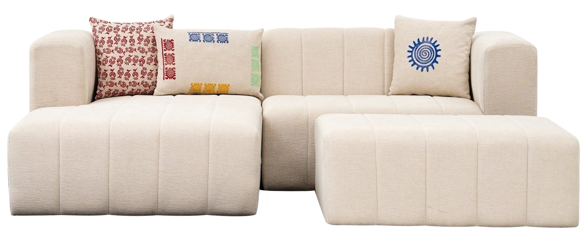 Beyza Sofa Récamiere Links mit Hocker Creme