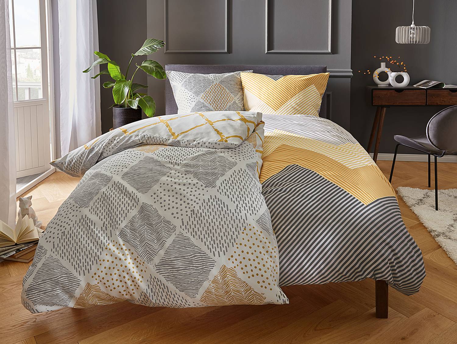 Smilla Bed Linen Cotton Sateen Graphite 135x200cm