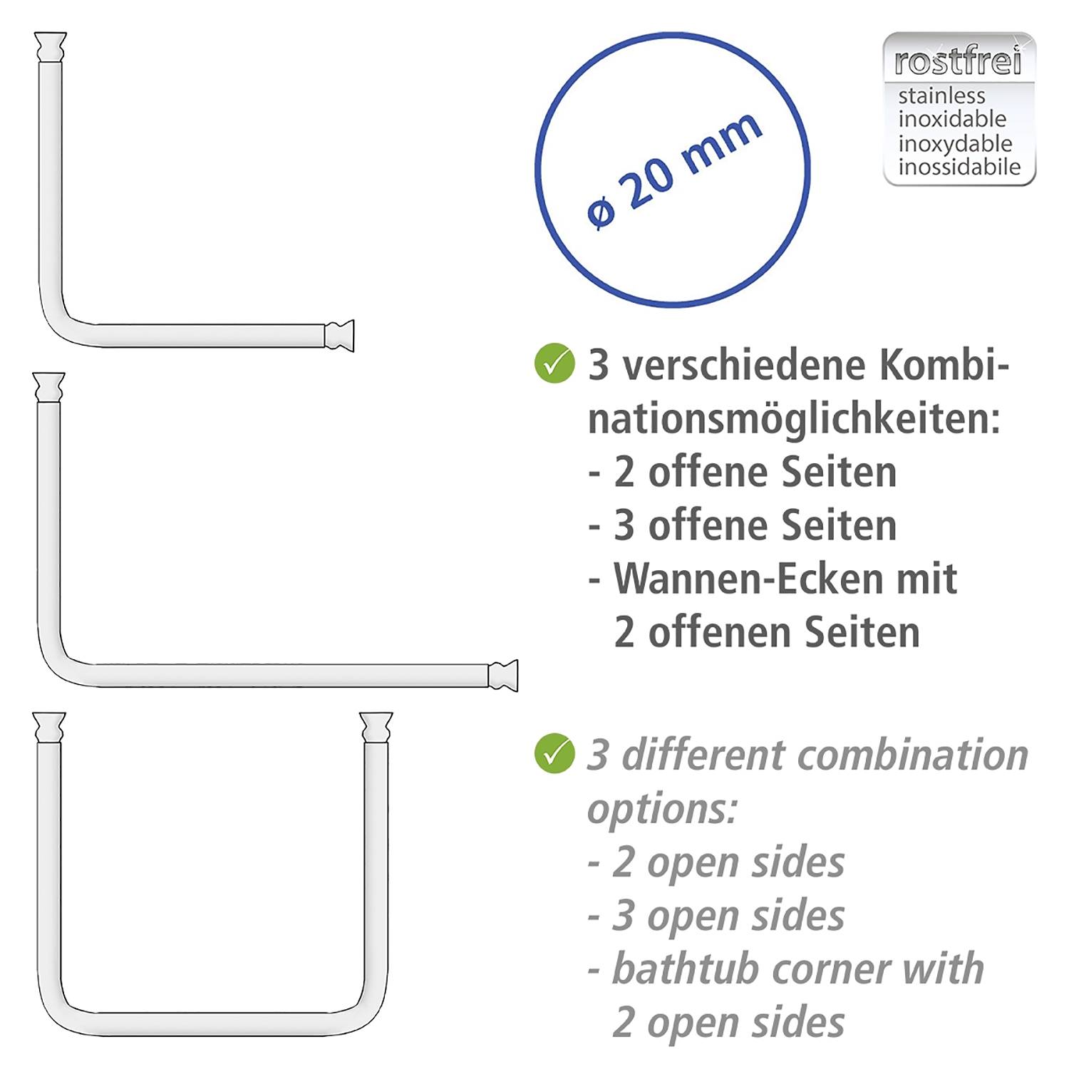 Winkelstange Universal Aluminium / ABS-Kunststoff Schwarz