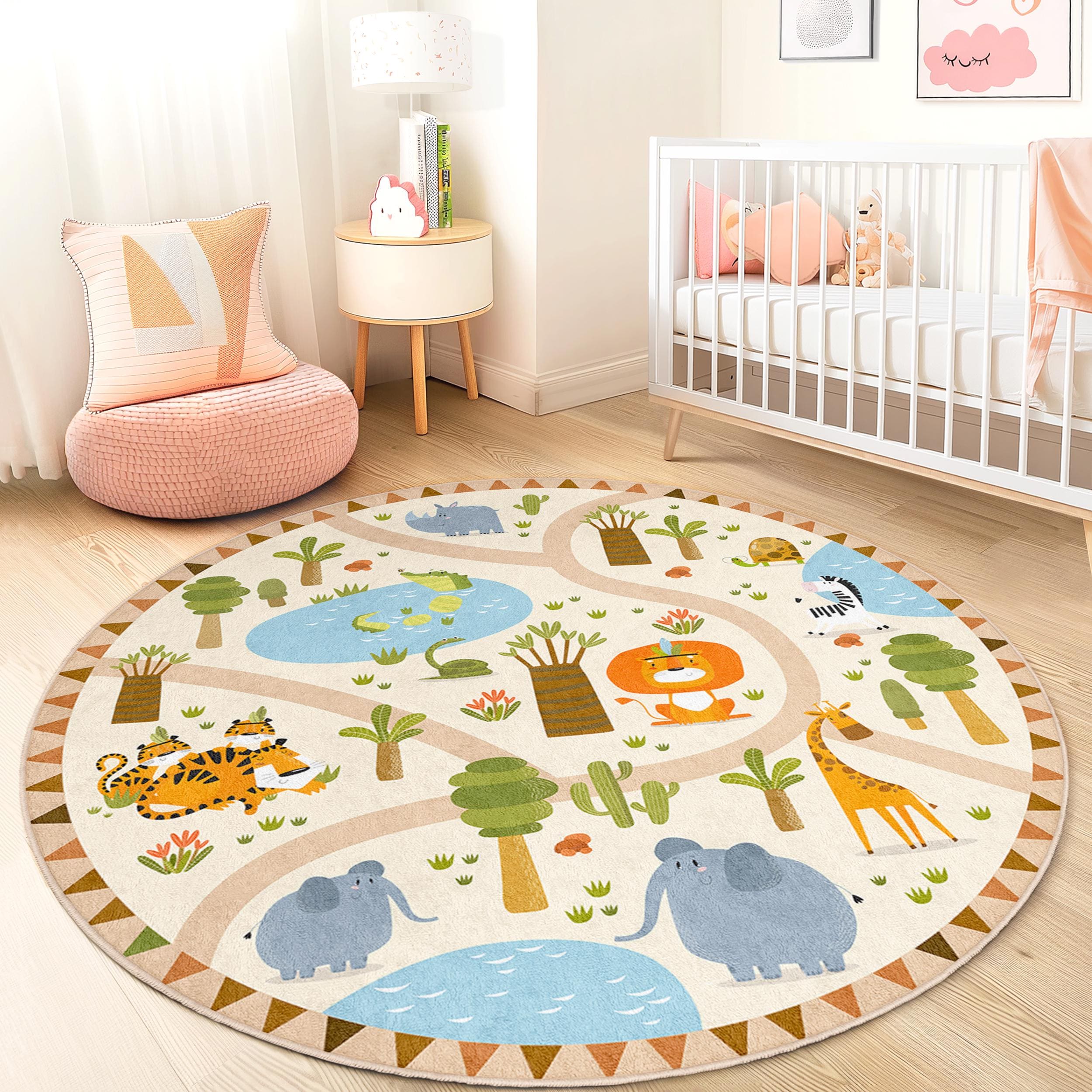 Safari Adventure Kids Rug Multicolored ⌀120cm