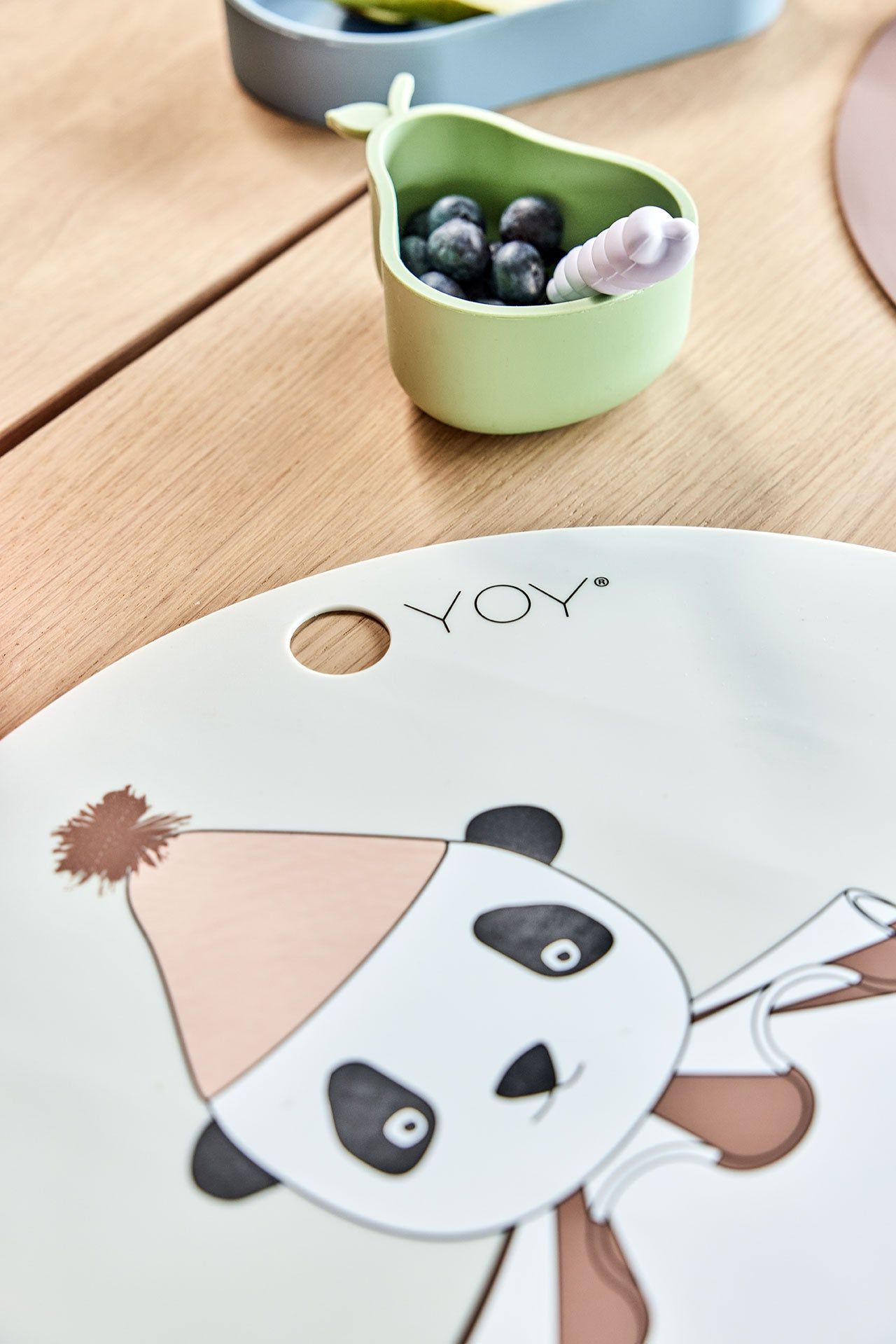 Panda Pompom Tischset Silikon Mehrfarbig