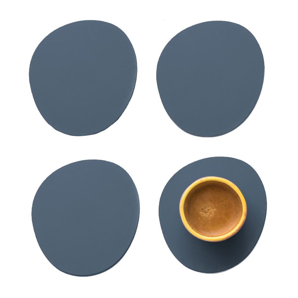 4x Stone Untersetzer 100% Recyceltes Leder Petrol