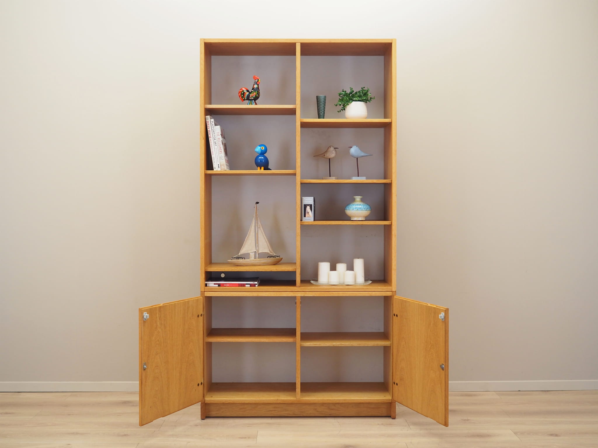 Vintage Bookshelf Ash Wood Brown 1970s