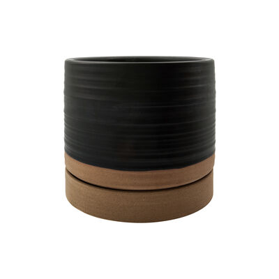2x HDAstu Planters with Saucers Black Nature