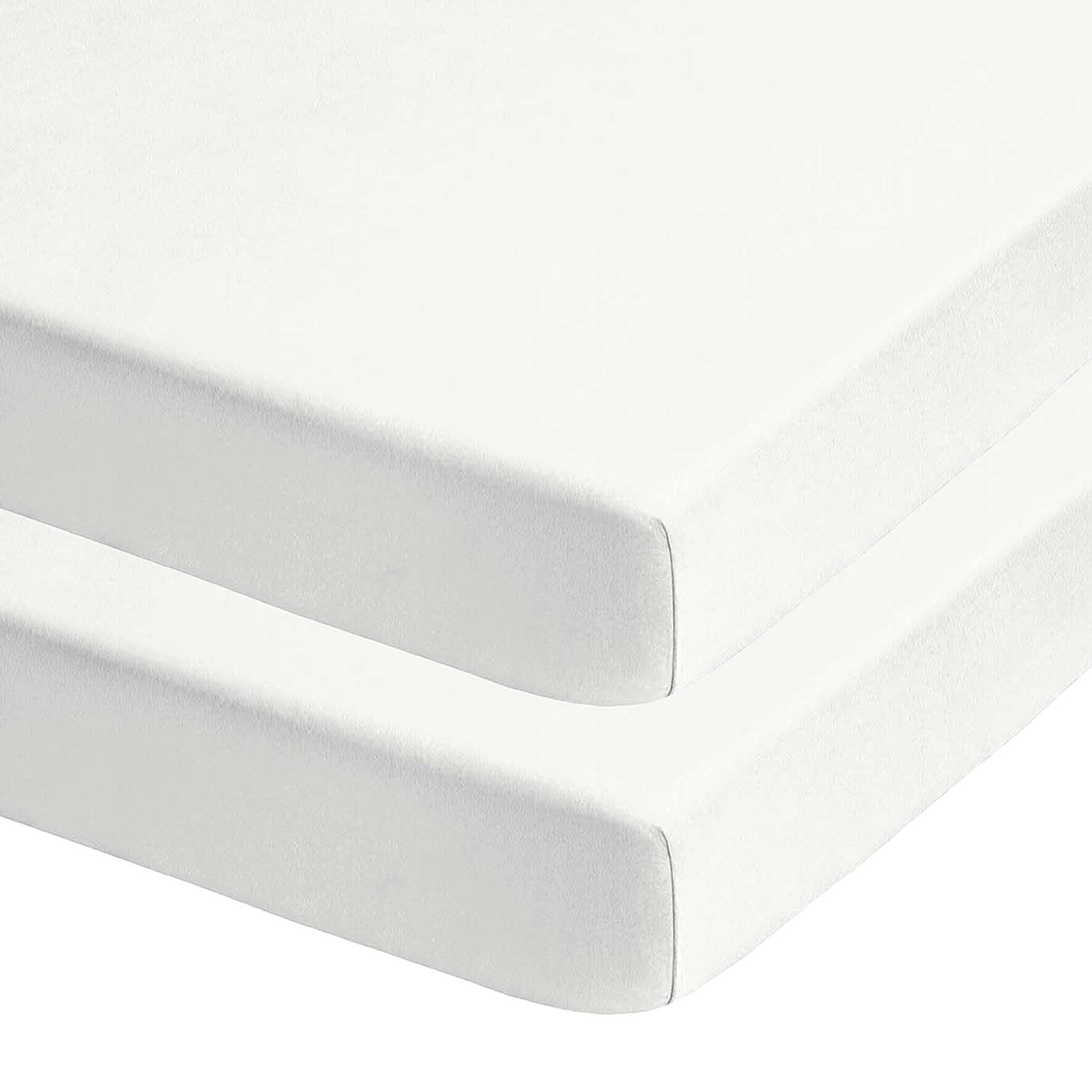 2x Biber Bettlaken-Set Baumwolle Weiß