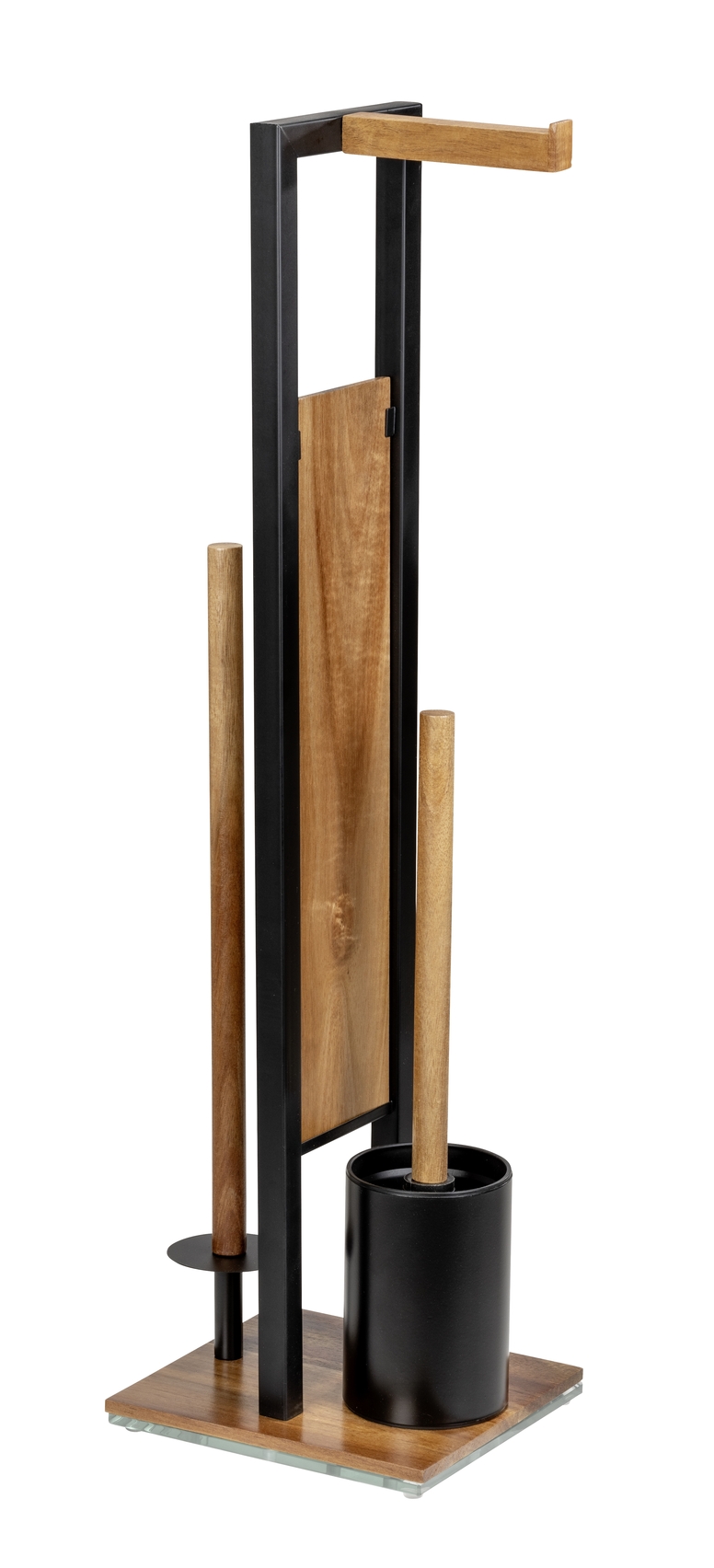 Rivalta Toilet Brush Set Steel Acacia Brown