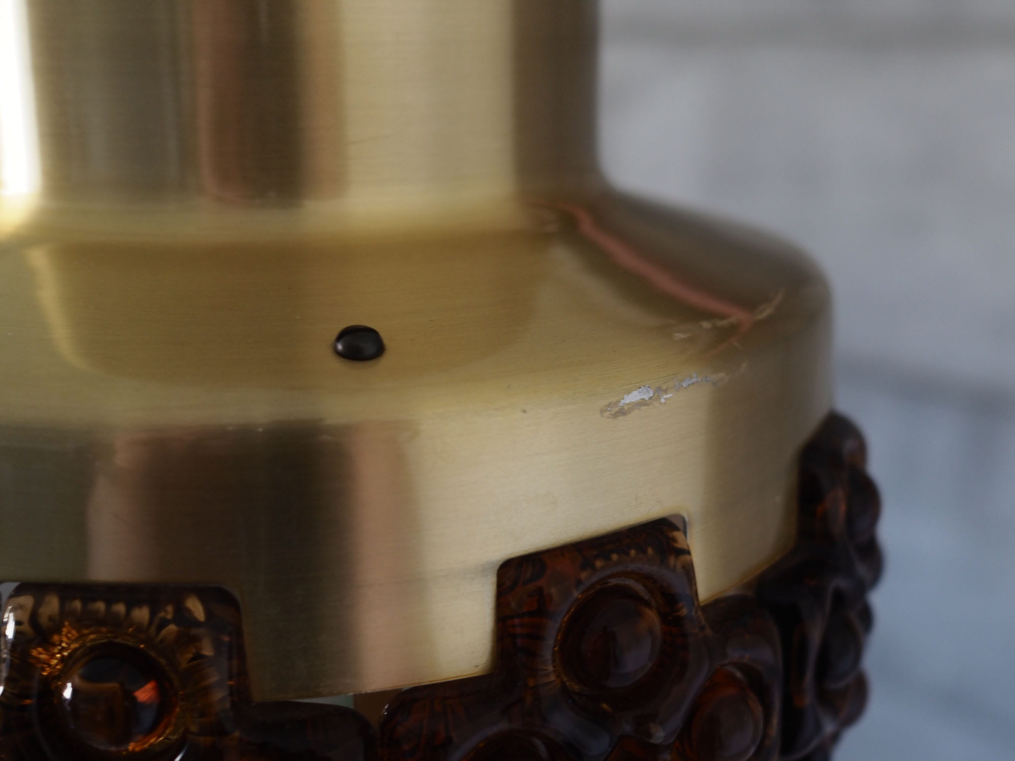 Vintage pendant lamp glass metal gold 1960s