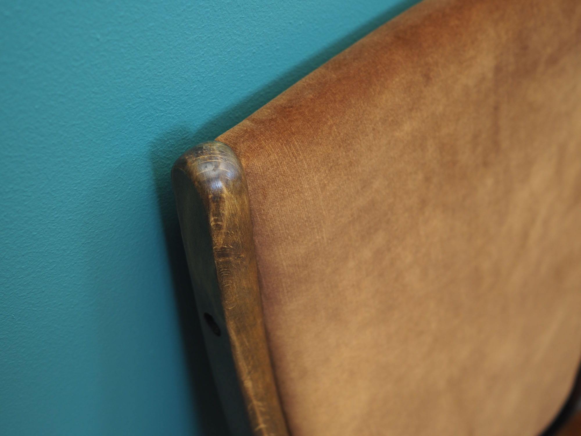 6x Chair Beech wood Velvet Brown 1960s