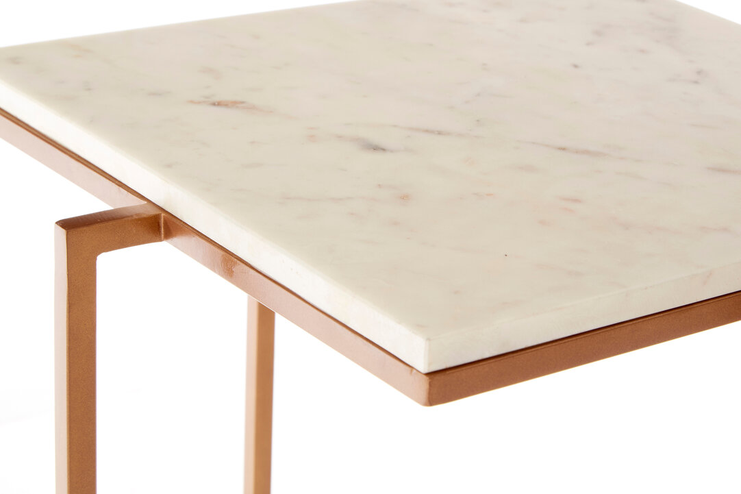 Shalimar Side Table Metal Stone Gold White