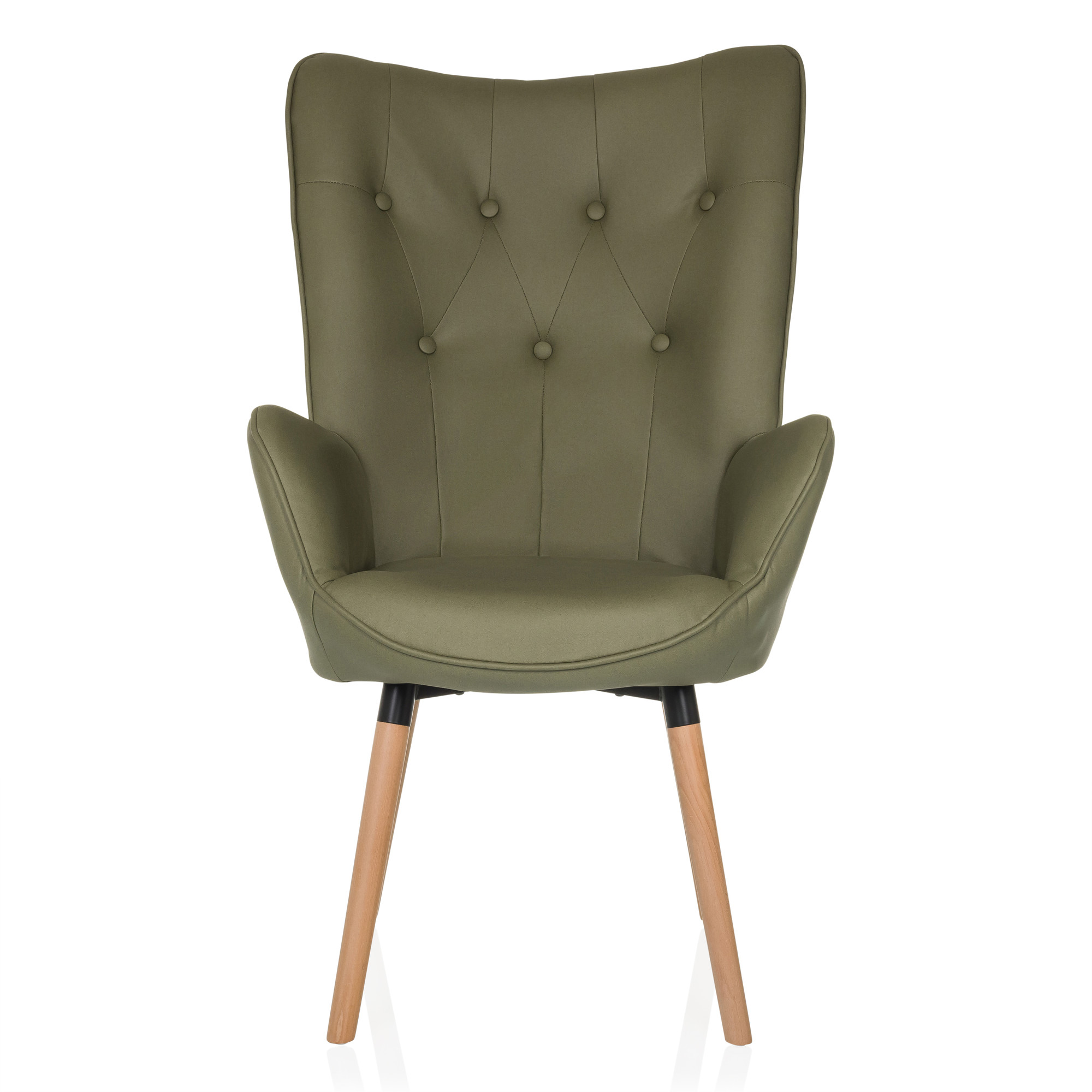 HAVENIO I Armchair Fabric Velvet Olive Green