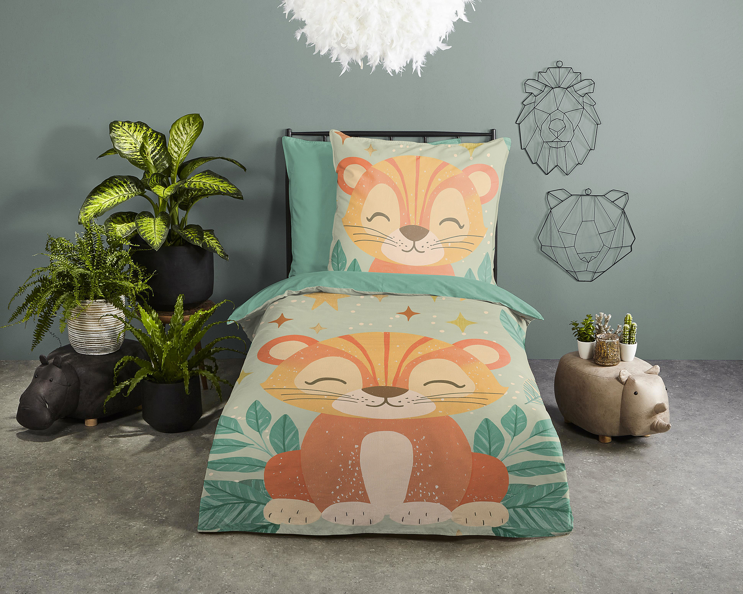 Lulek Kinderbettwäscheset Microfaser Grün