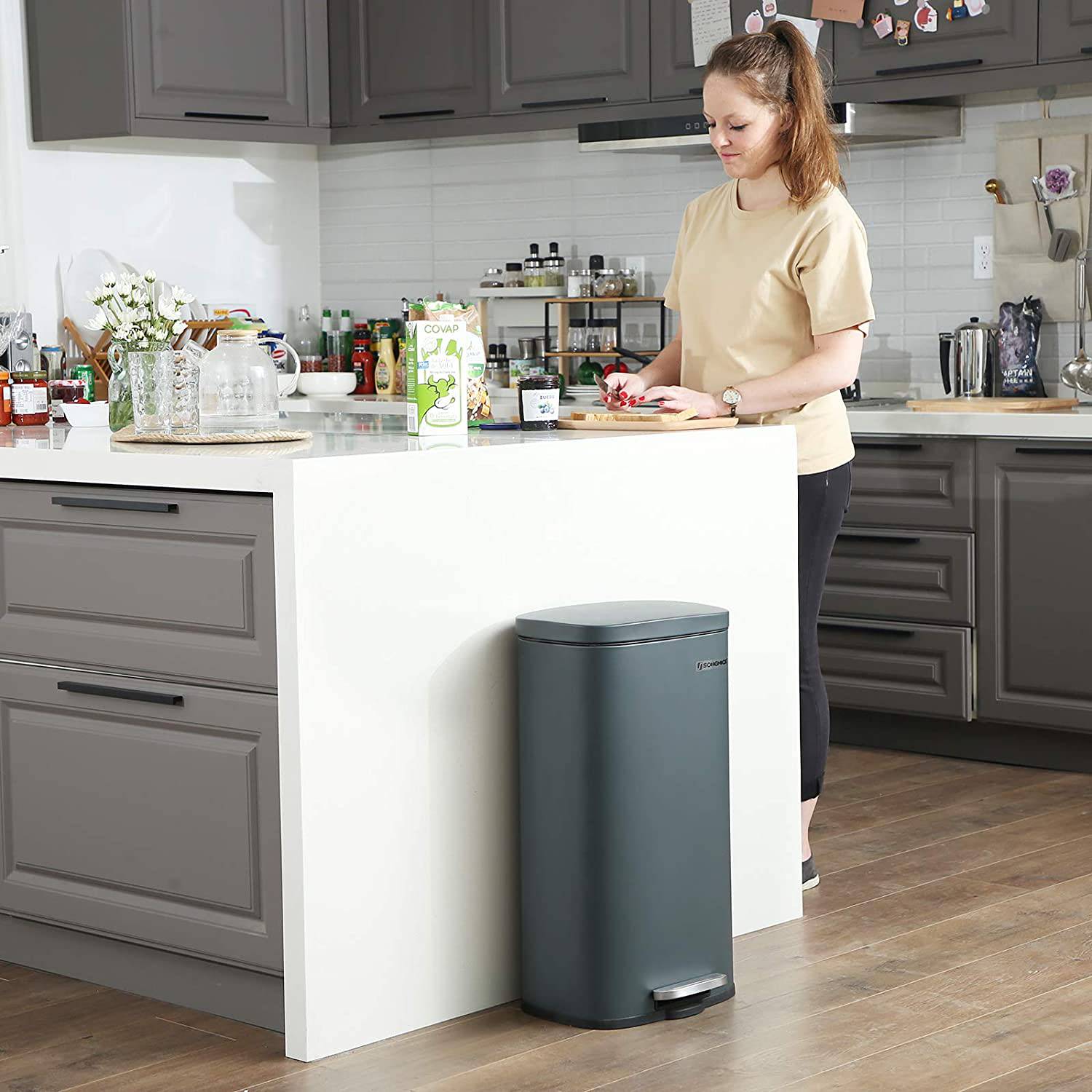 Trash Can Milizac II Steel Polypropylene Grey