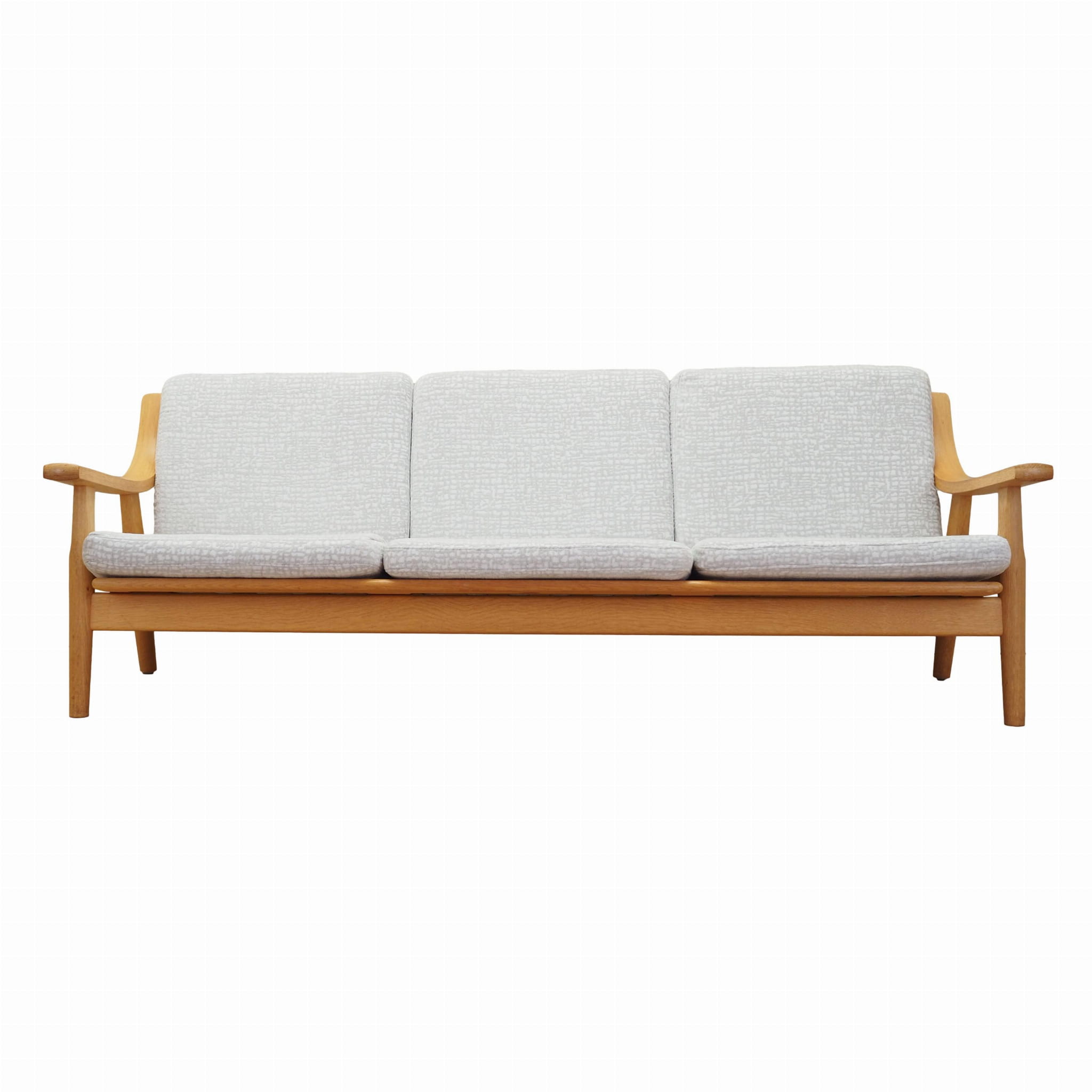 Divano vintage 3 posti rovere tessuto grigio anni '60