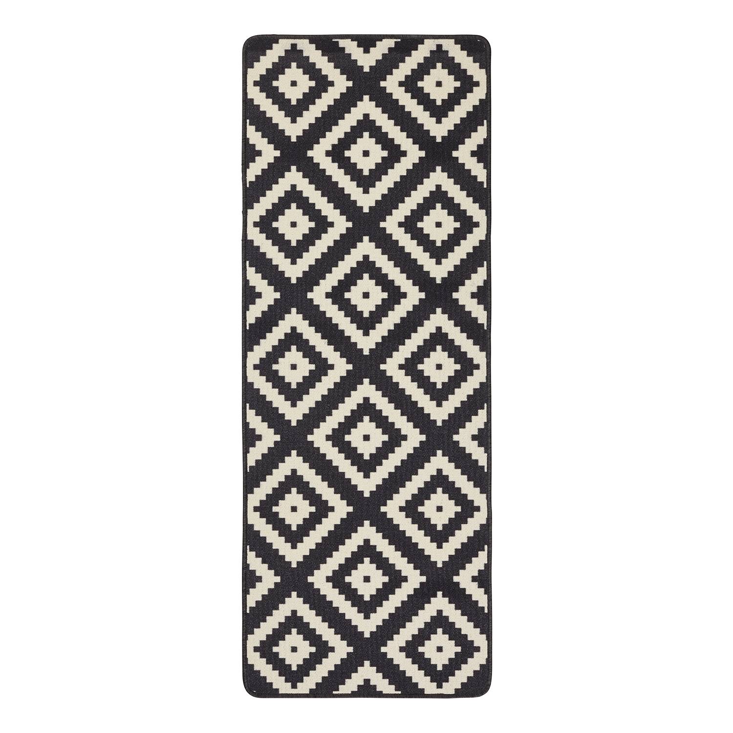 Läufer Raute Kunstfaser Schwarz