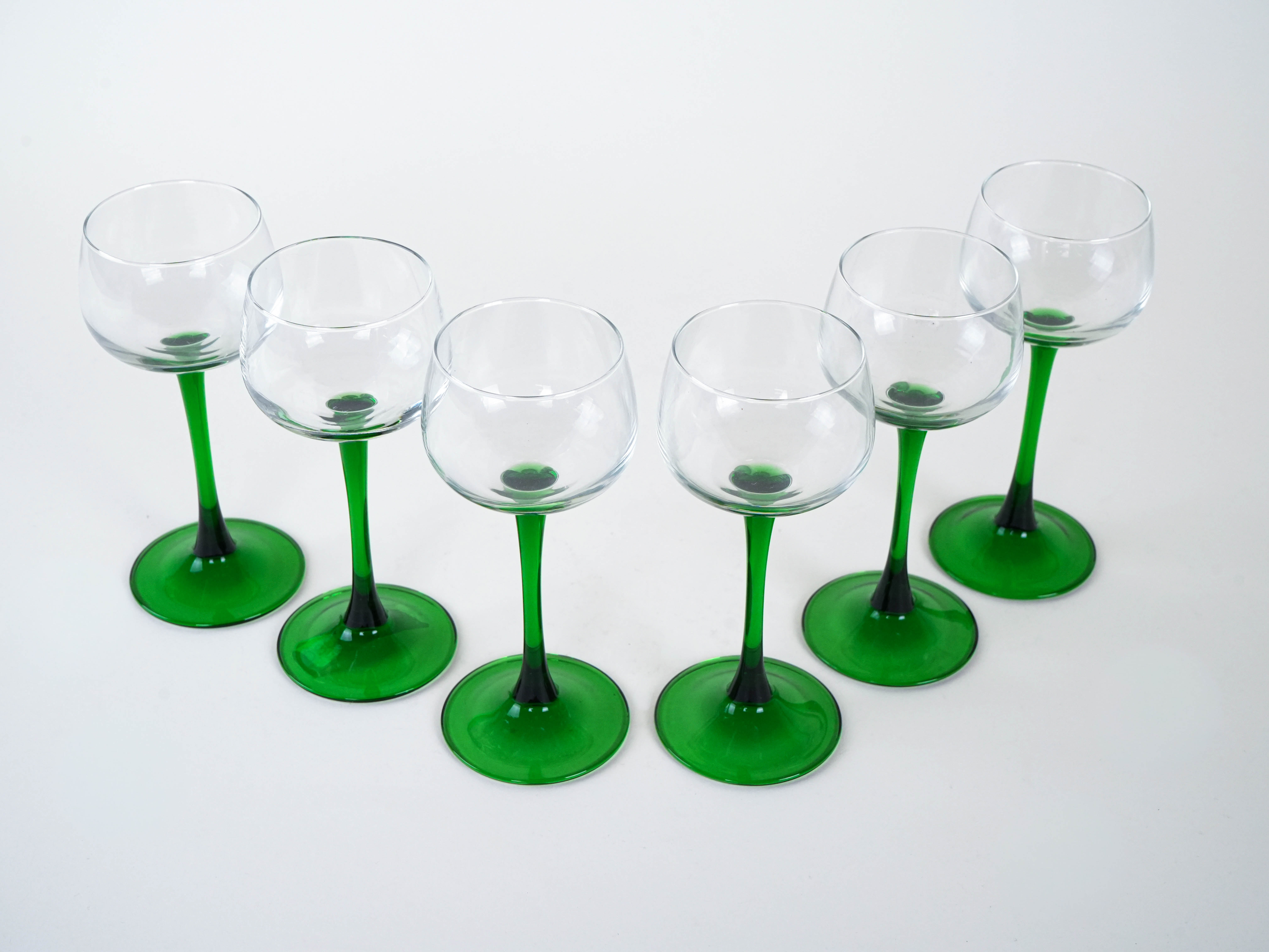 Wine glasses set Green 1970s
