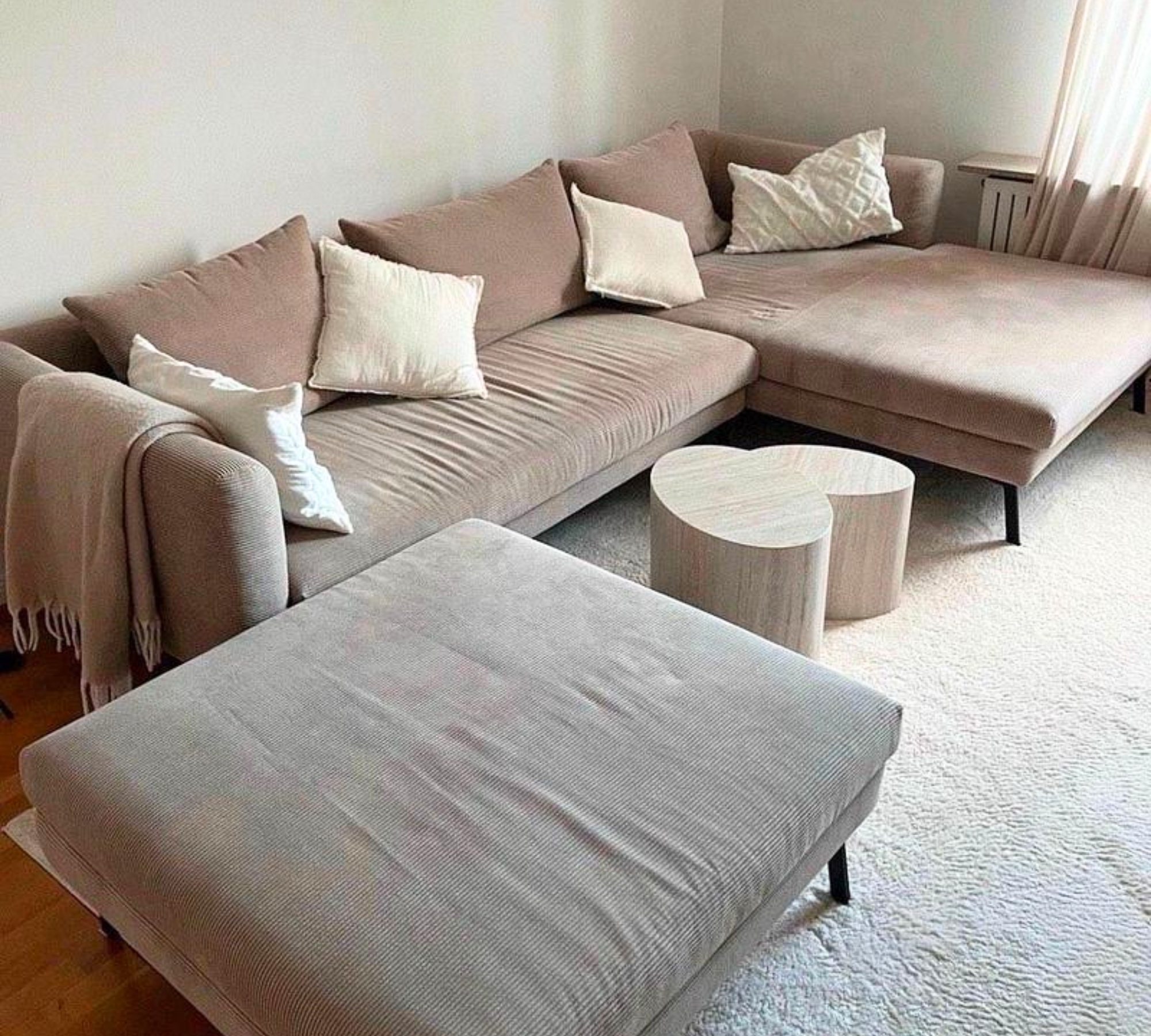 Ecksofa Baumwolle Beige 