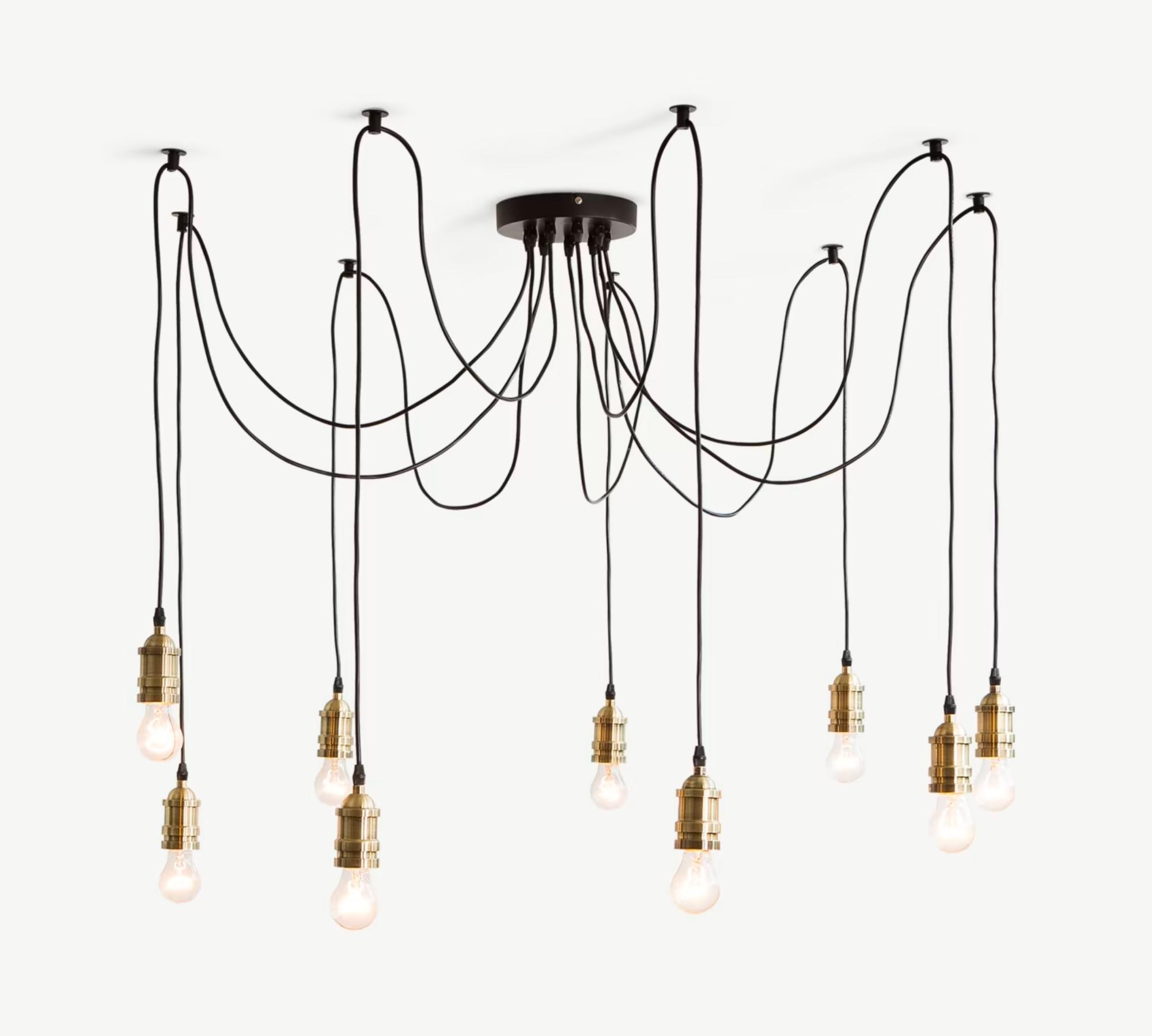 Kronleuchter im Industriedesign Schwarz und Messing