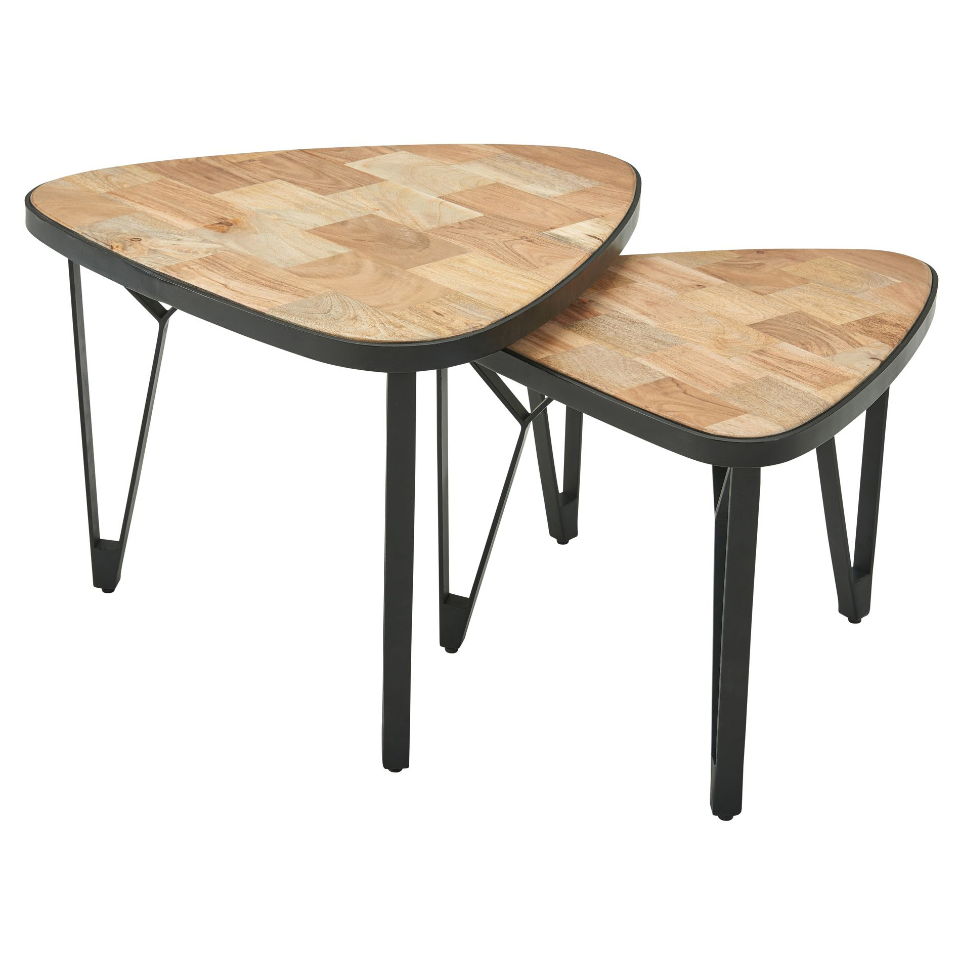 2x Couchtisch Malchow Mangoholz Massiv Eisen