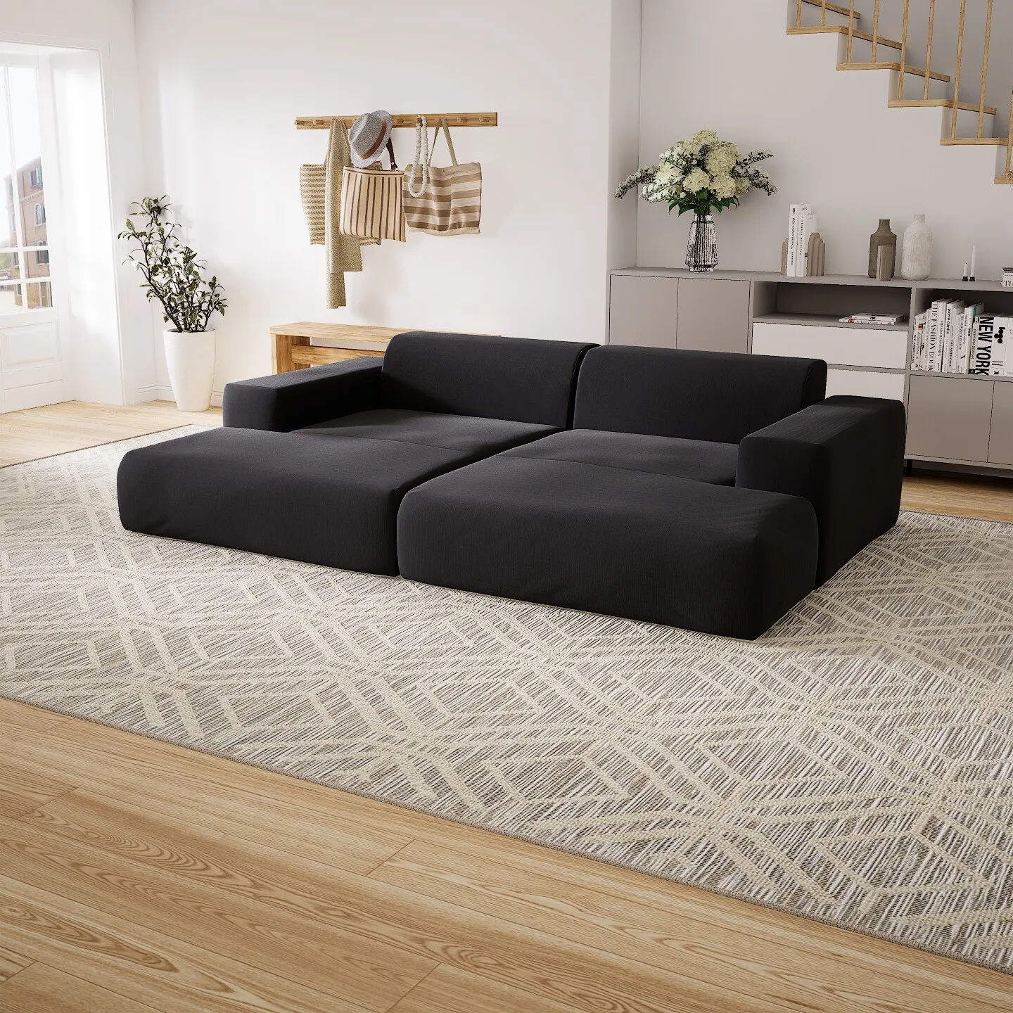 Pyllow Ecksofa Webstoff Anthrazit