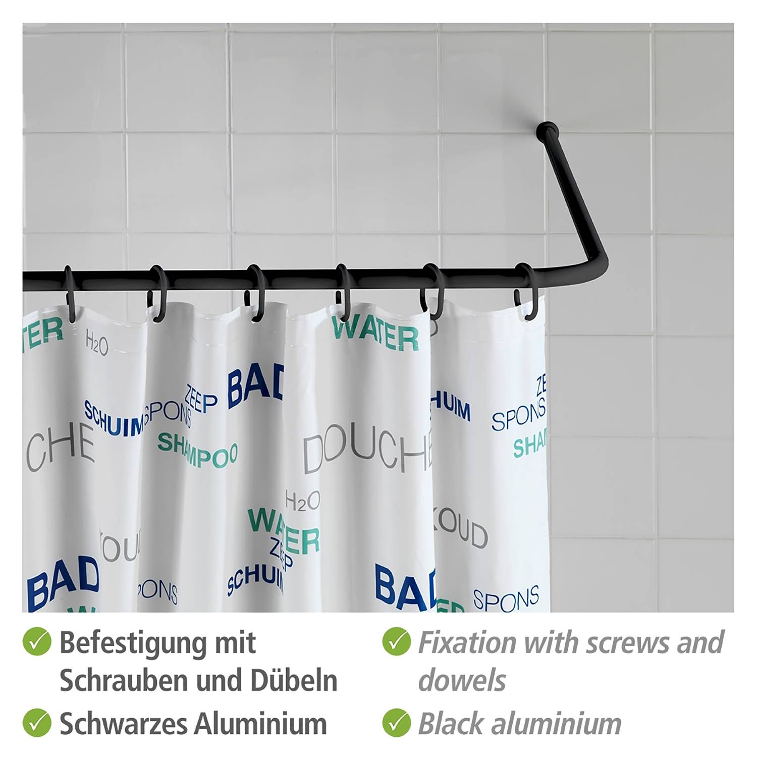 Winkelstange Universal Aluminium / ABS-Kunststoff Schwarz