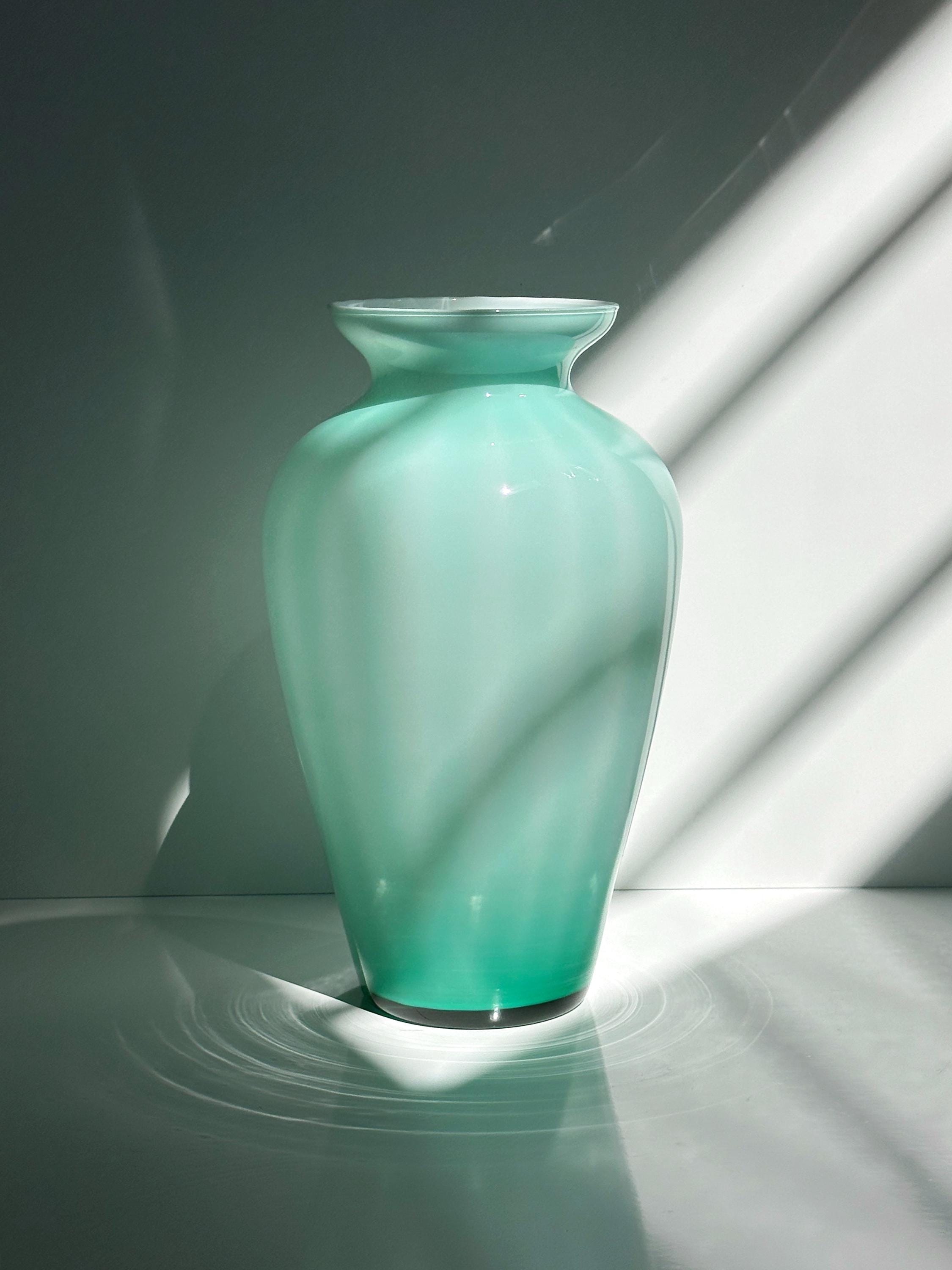 Vintage Swirl Vase Milchglas Türkis