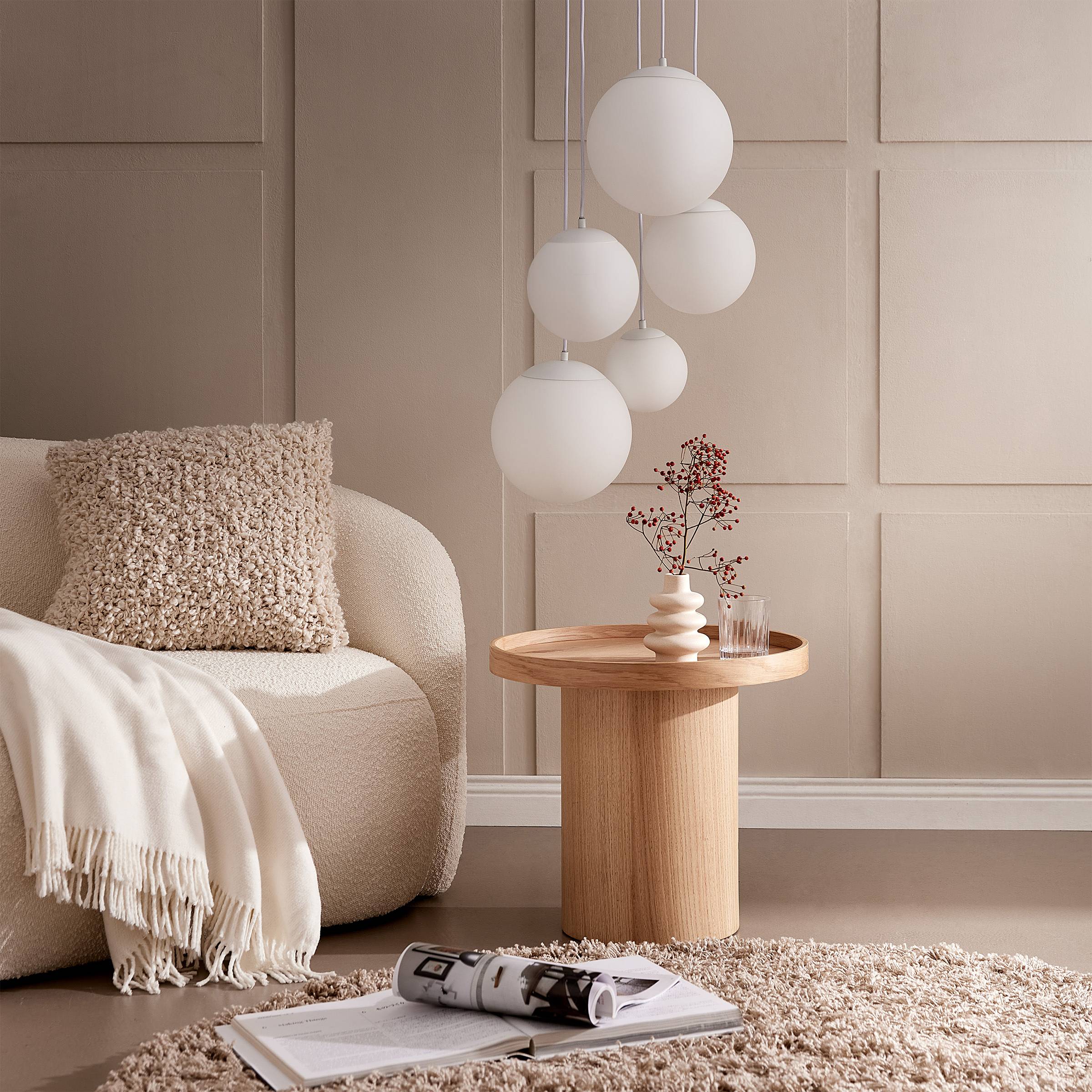 Vetle Pendelleuchte 5-Flammig Milchglas Ø 40cm