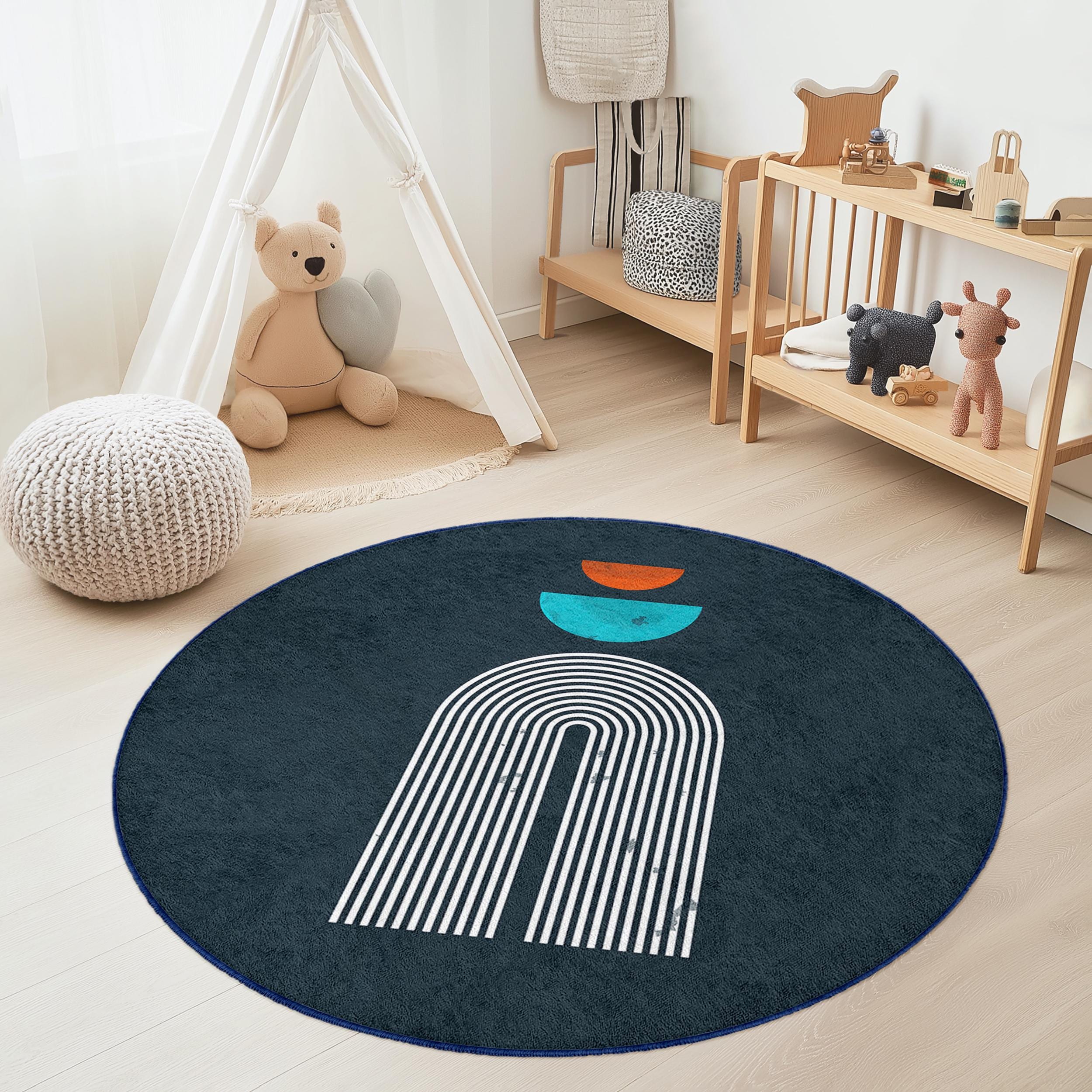 Geometric pattern Children's play rug Multicolored Ø120cm