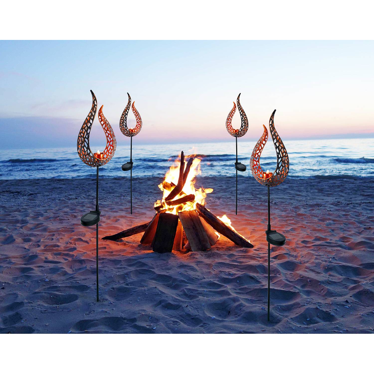 LED Solar Erdspieß Flamme 1-Flammig Stahl 