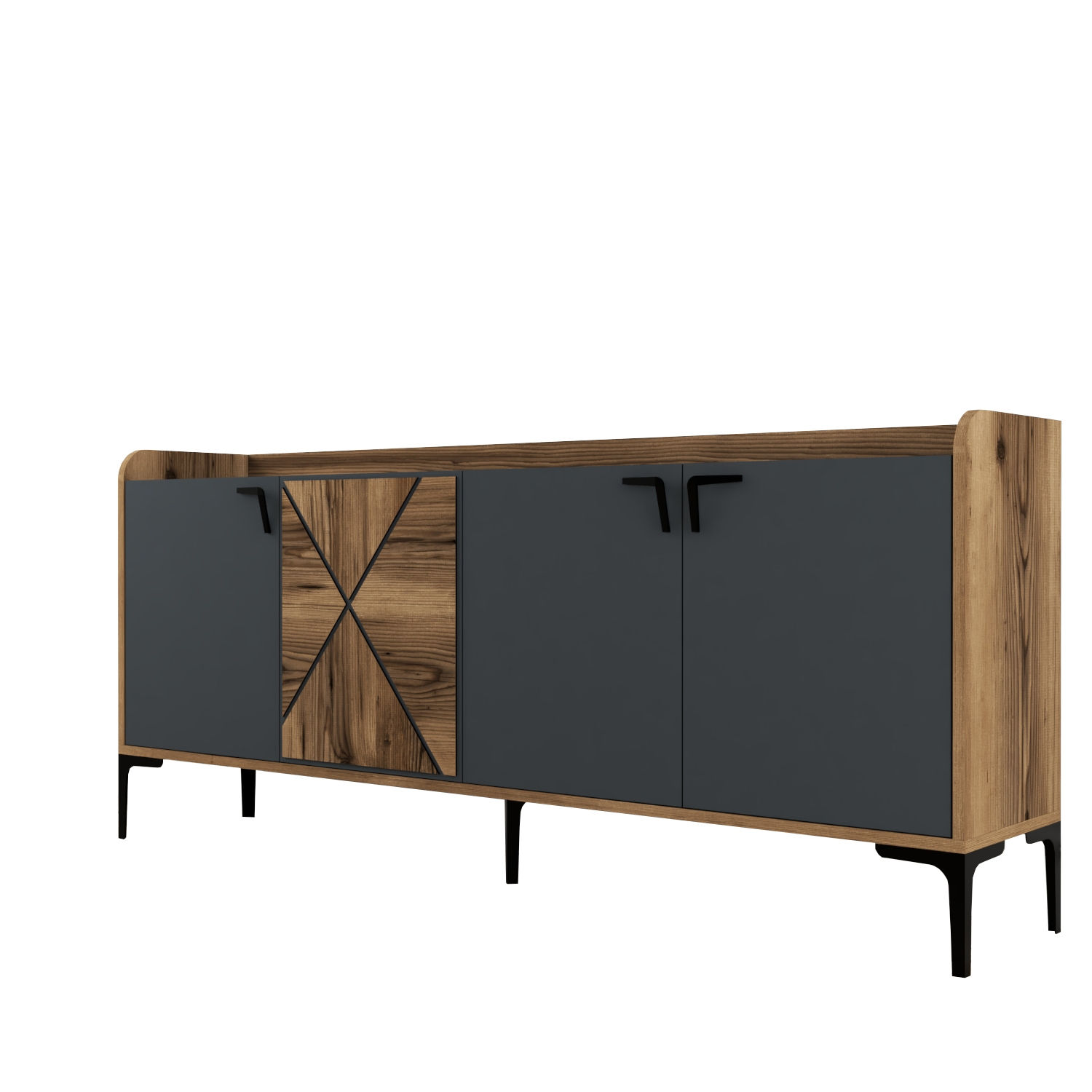 Venedik Sideboard Walnussbraun Anthrazit