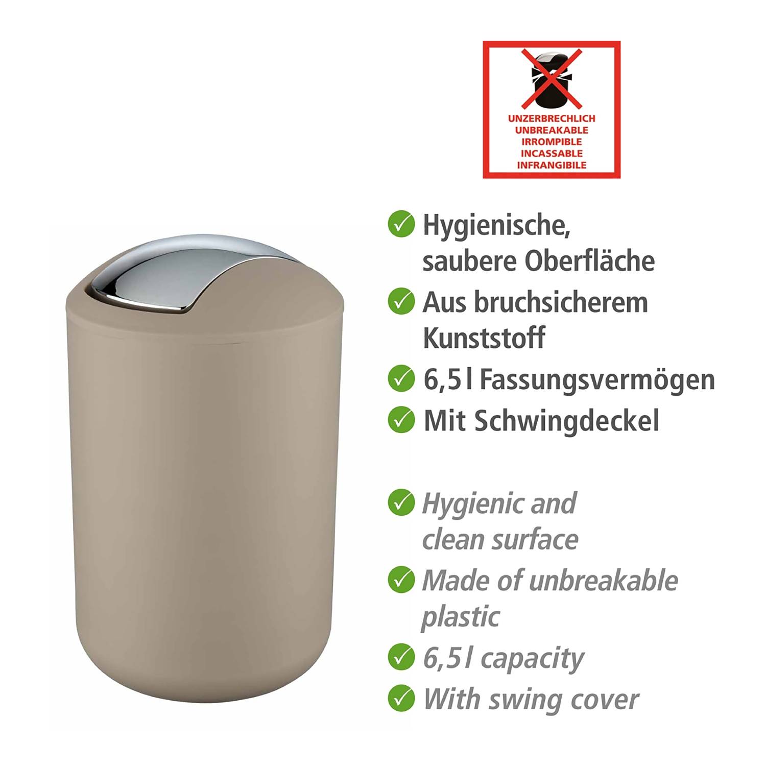 Schwingdeckeleimer Brasil Taupe