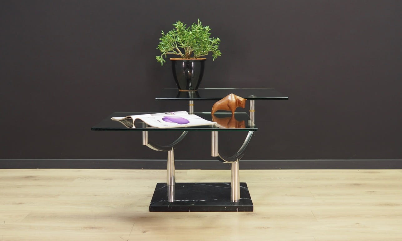 Vintage Coffee Table Metal Glass Transparent 1990s