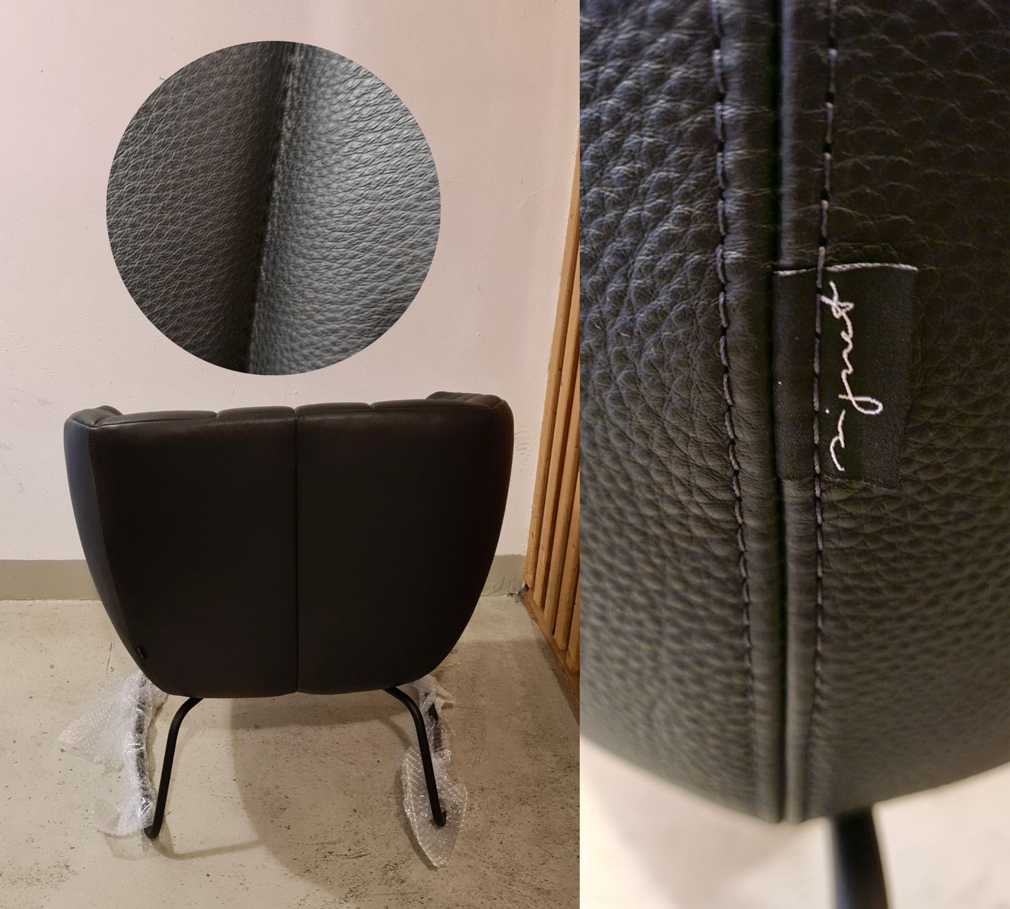 Lenni Sessel Leder Schwarz