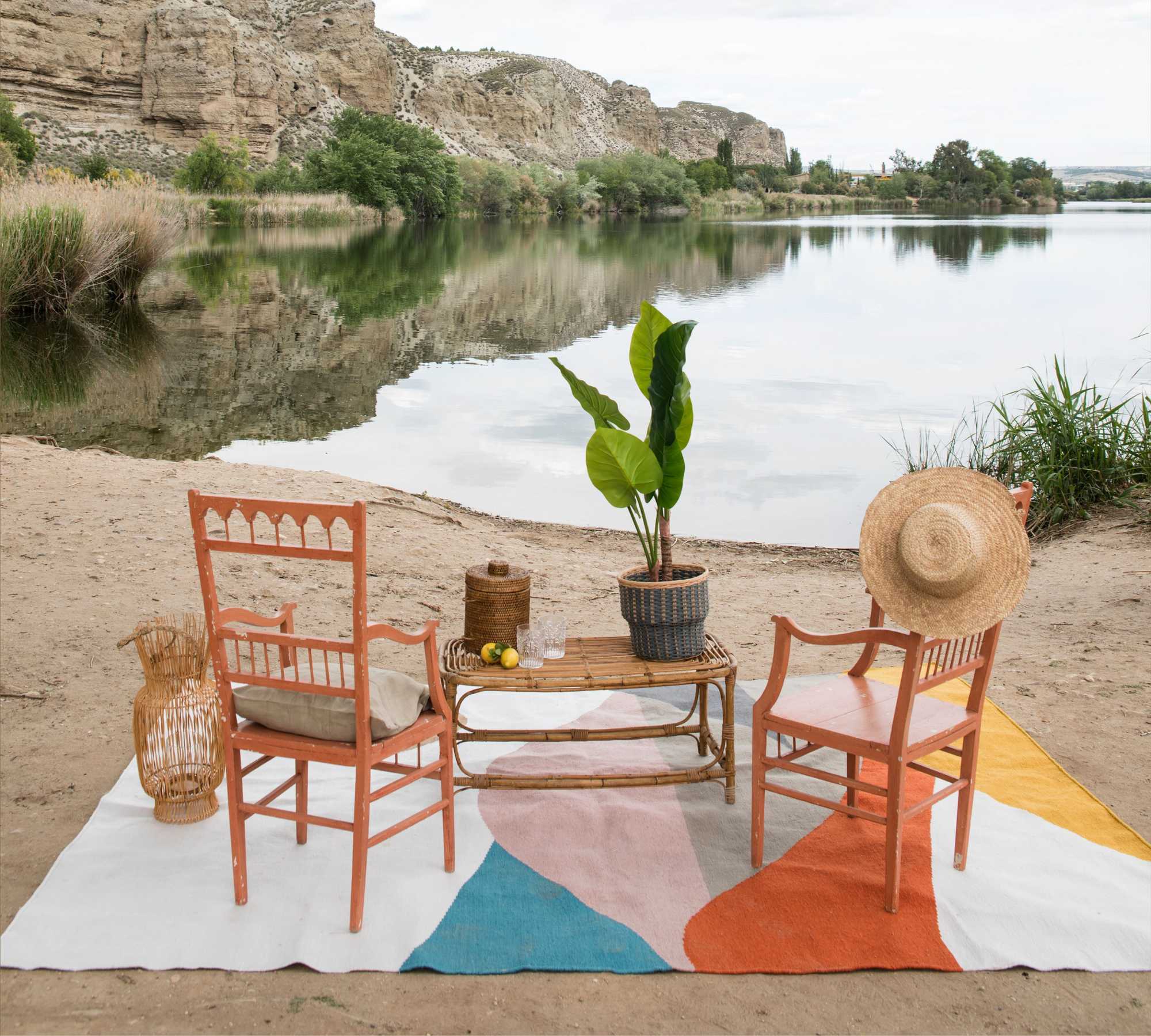 Outdoor-Kilim Teppich Shapes Multicolor 230 x 300