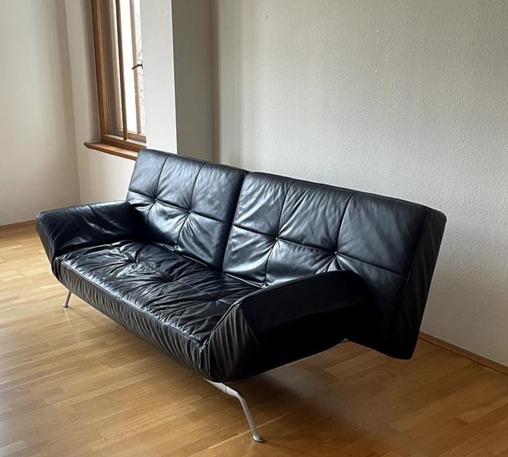 Smala Sofa Leder Schwarz