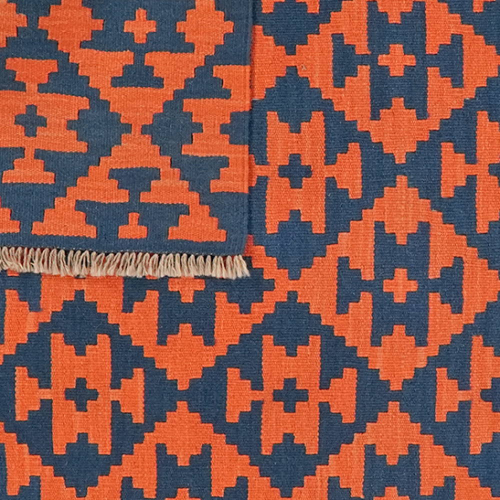 Kelim Gashgai Carpet Wool Blue