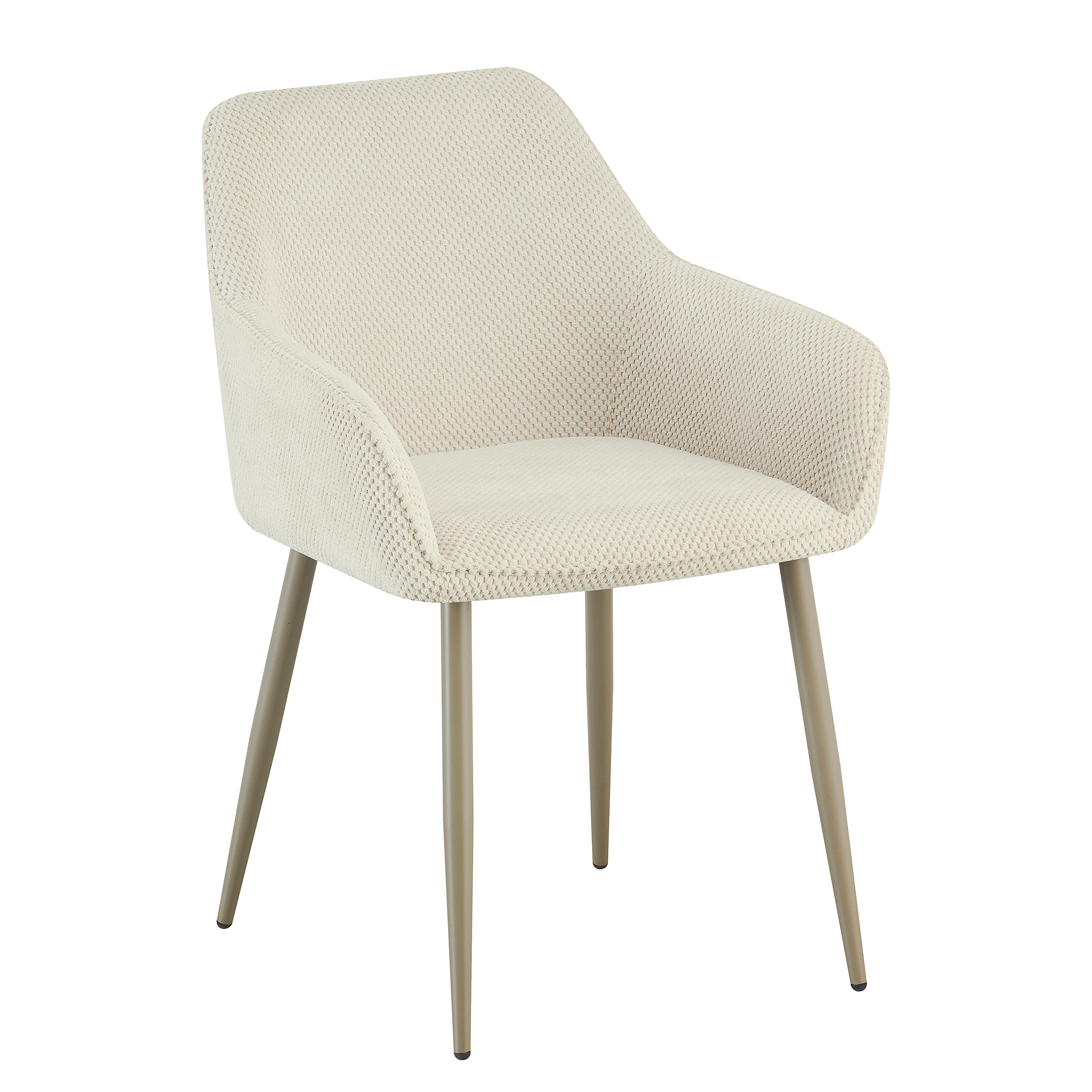 Aobo Armlehnenstuhl 2er-Set Strukturstoff Cremeweiß