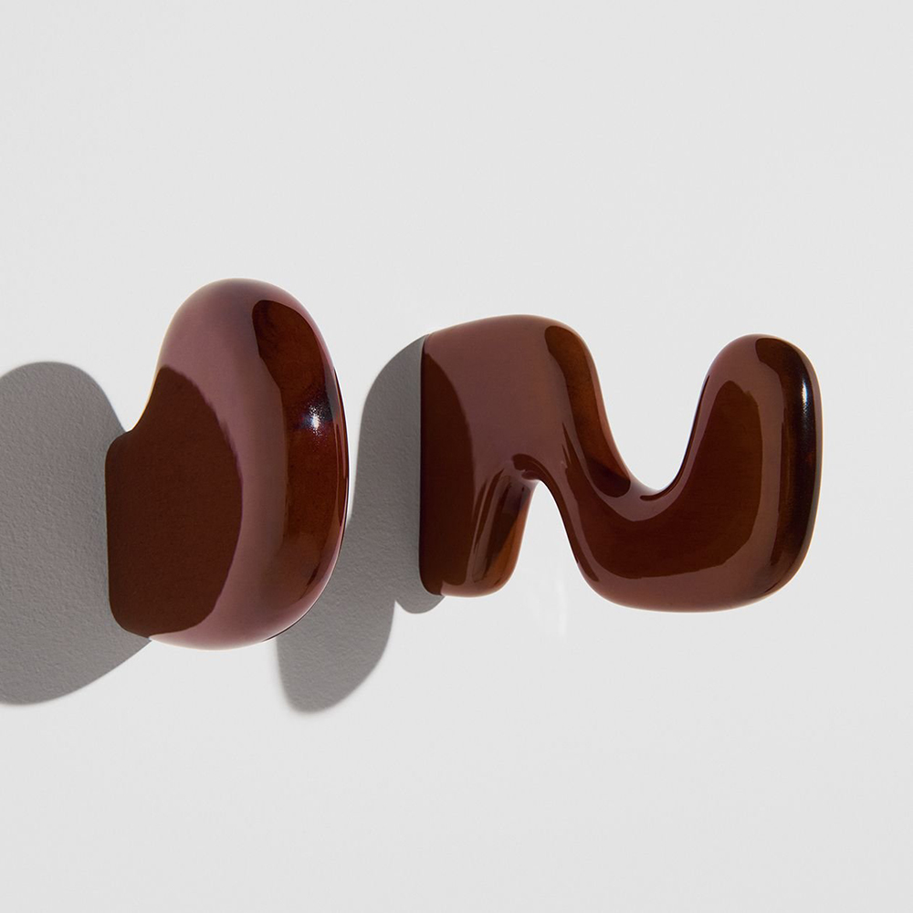 2x Lump wall hook ceramic brown