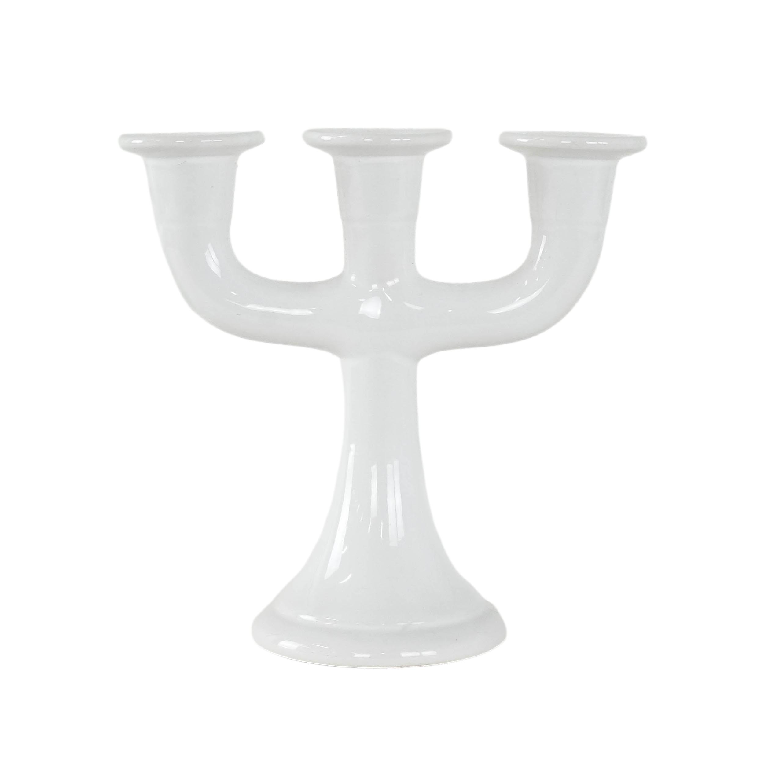 Candlestick Ceramic White 1970s