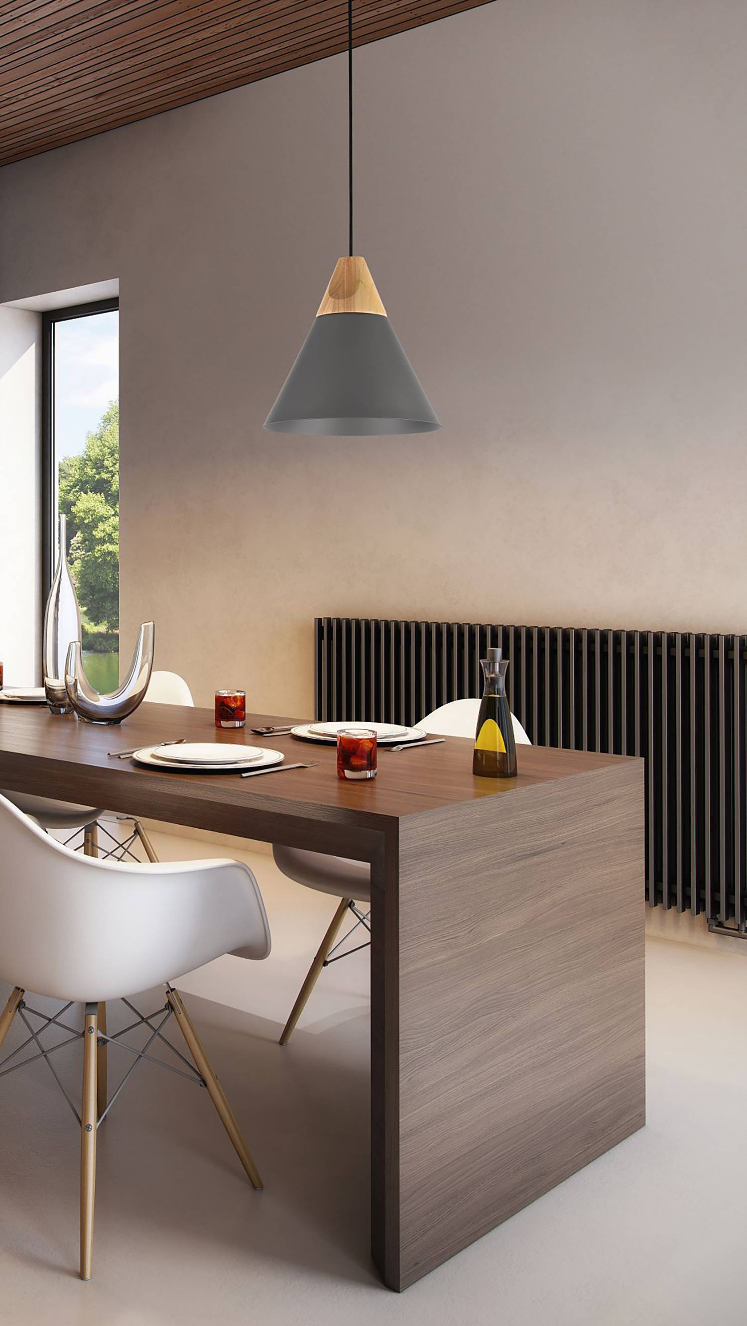 1-flammig Bicones Pendelleuchte Metall Grau Ø22cm