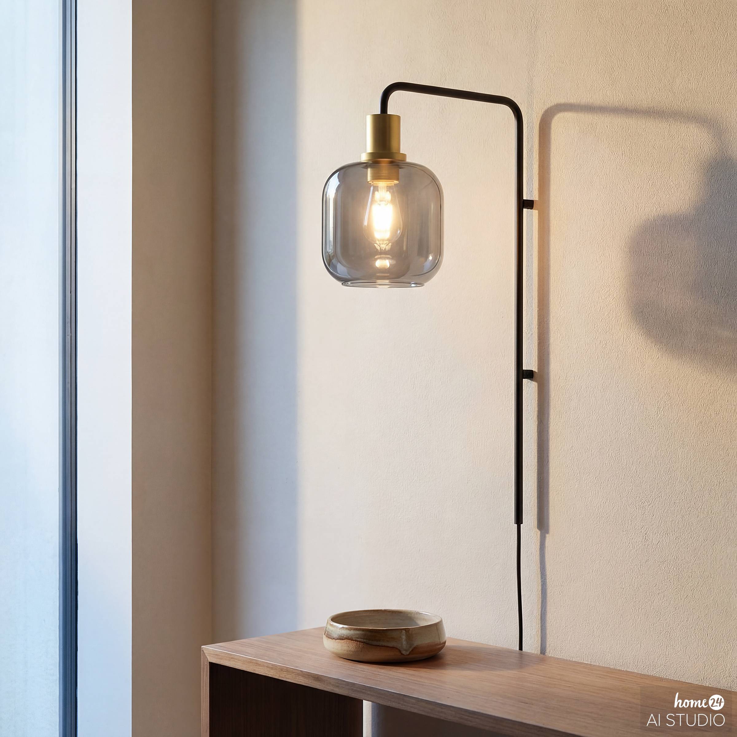 1-Flammig Mome Wandleuchte Rauchglas Eisen