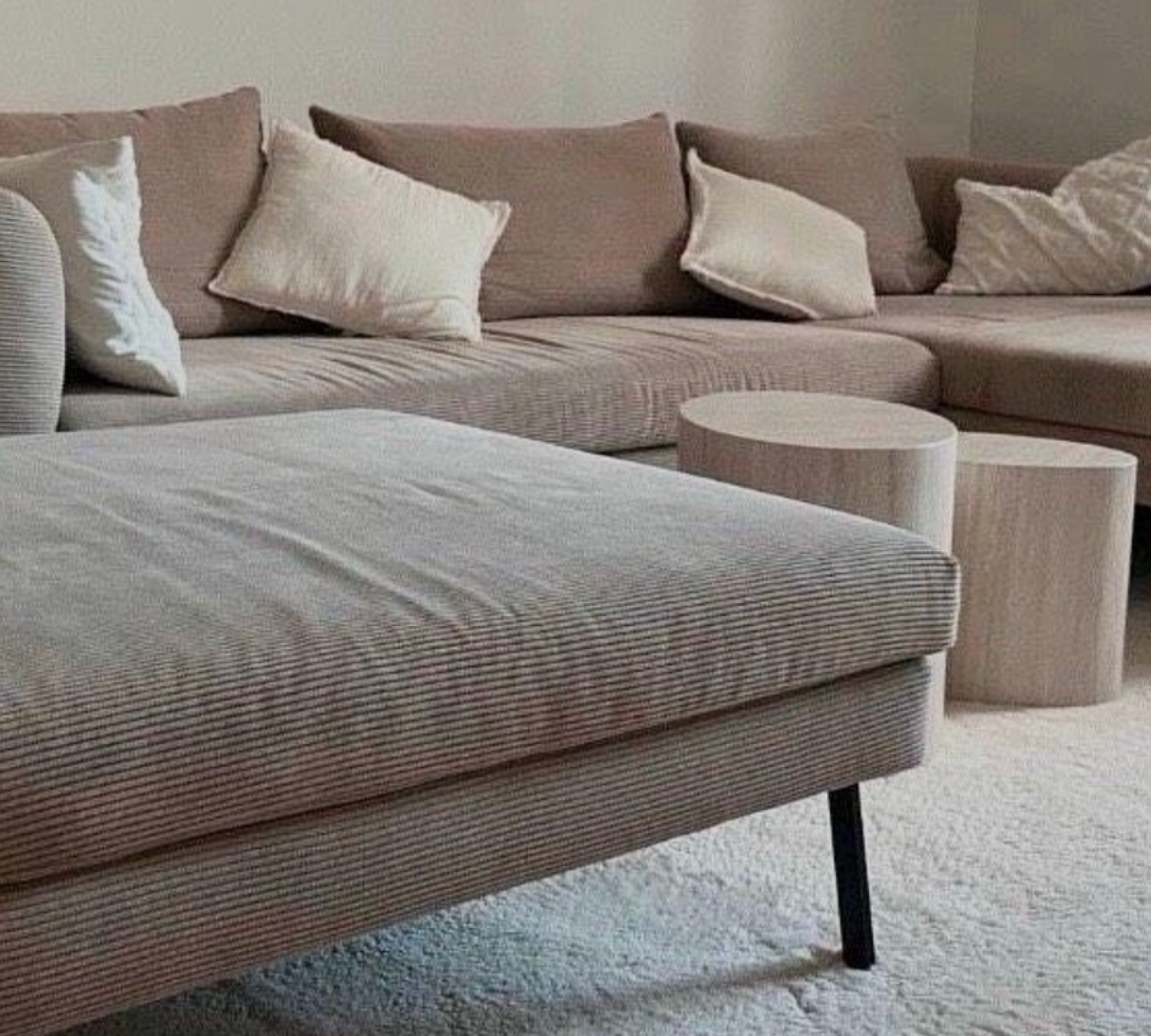 Ecksofa Baumwolle Beige 