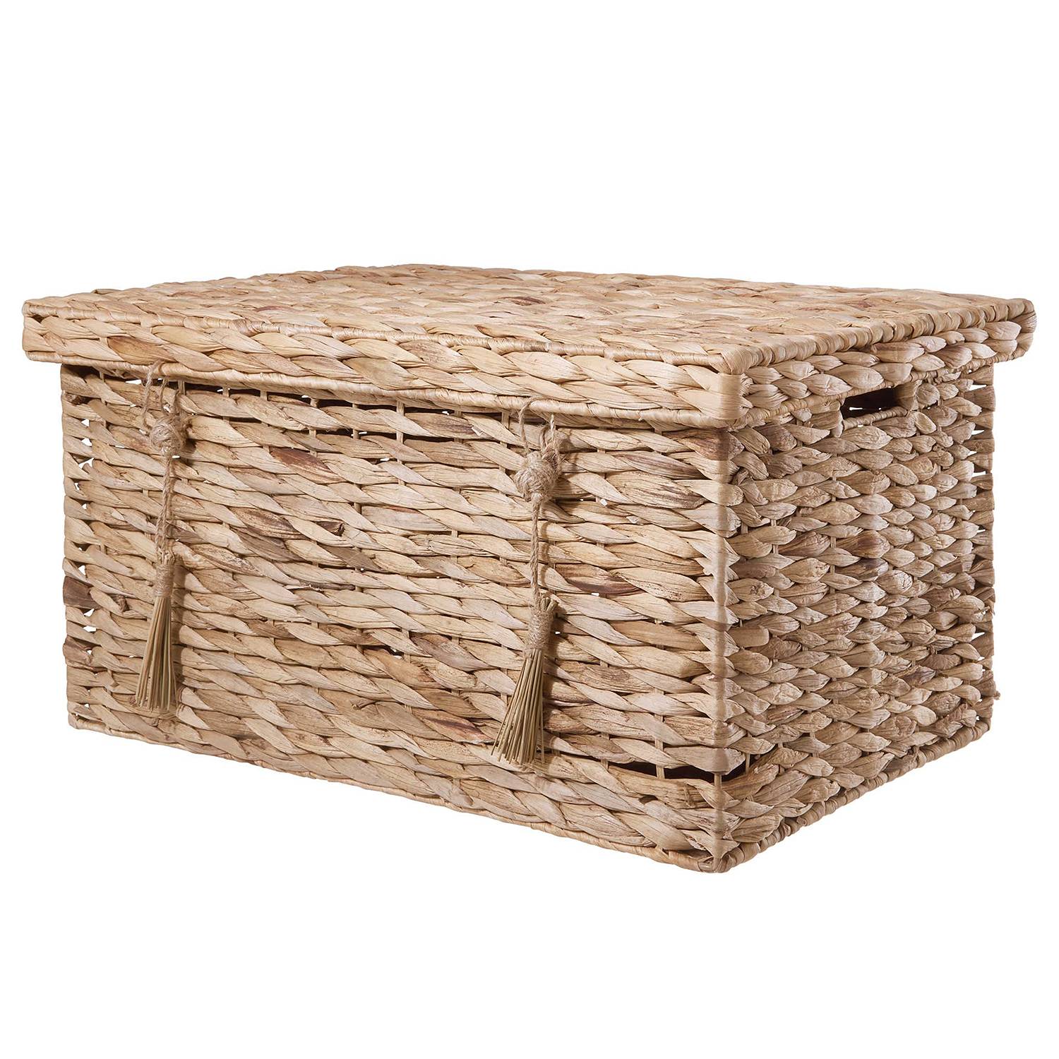 Basket with lid RUSH ROPE IV water hyacinth metal natural