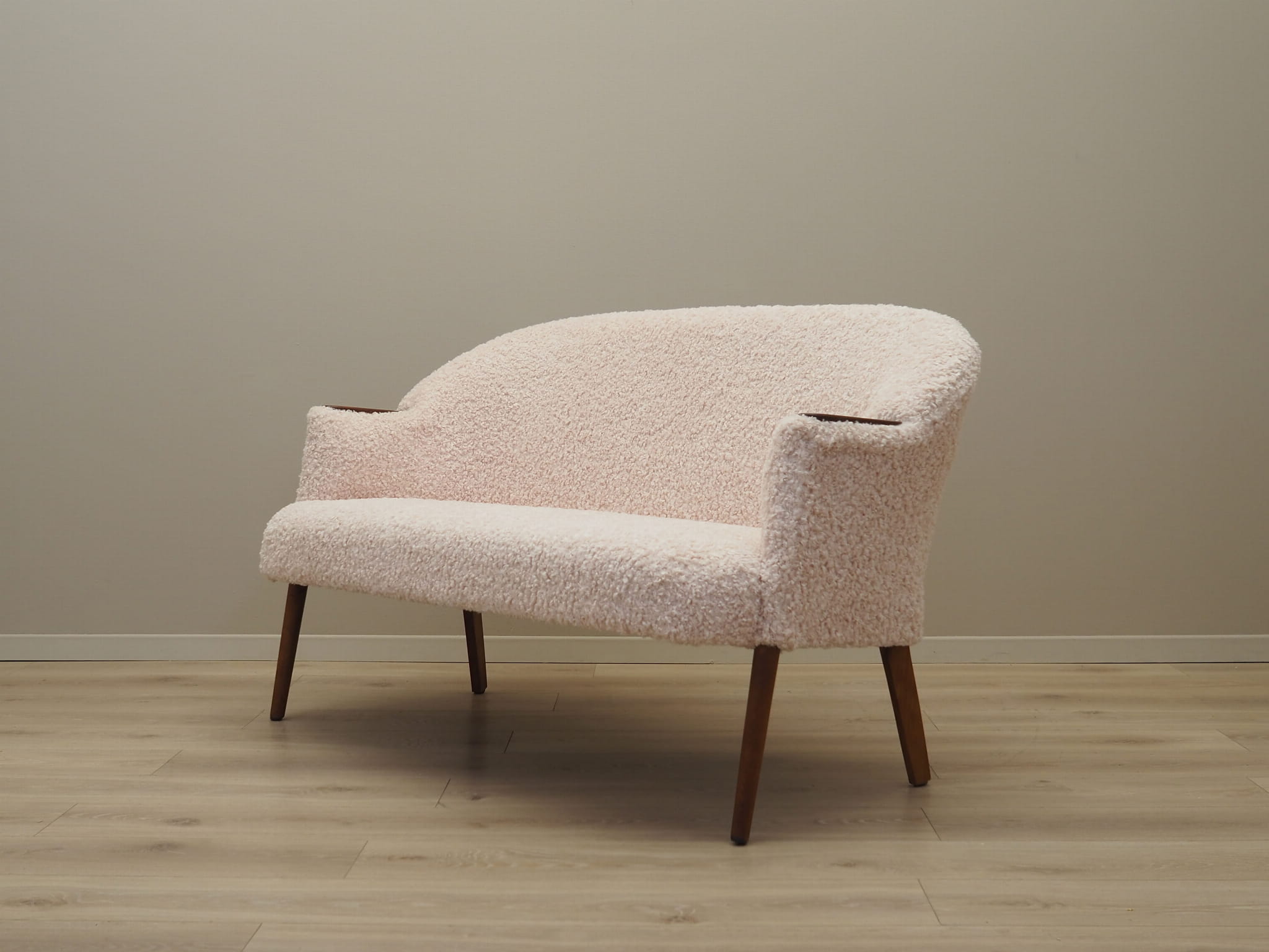 Vintage Sofa Fabric Wood Cream 1970s