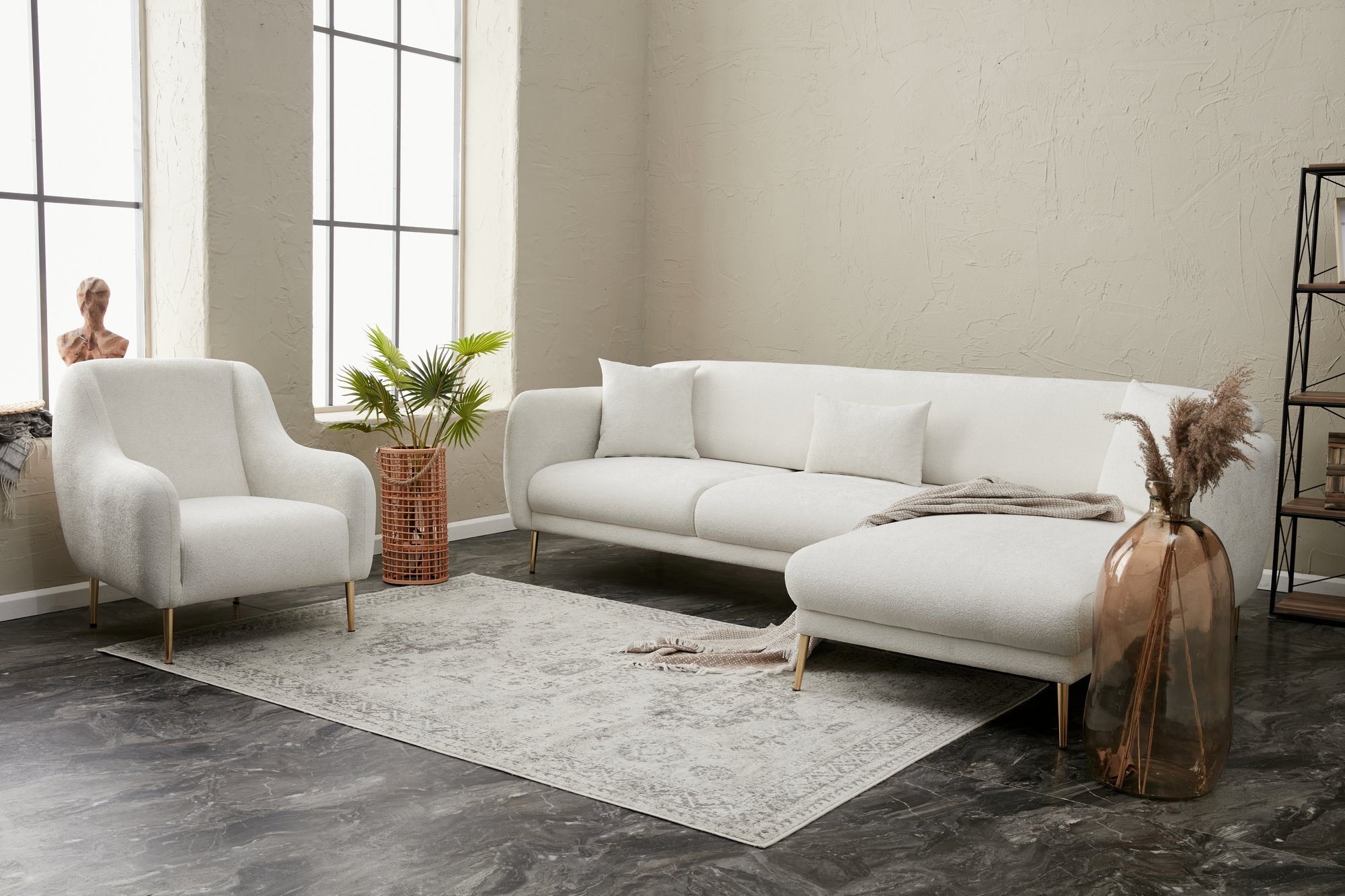 Simena Sofa Récamiere Rechts Creme