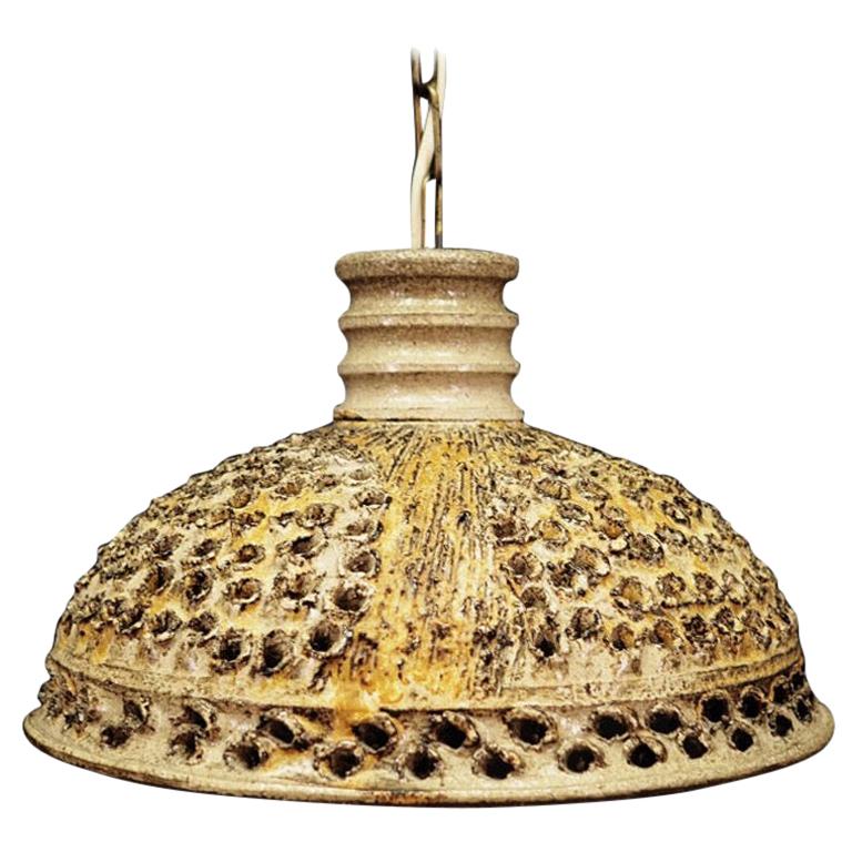 Vintage Pendant Lamp Ceramic Yellow 1960s