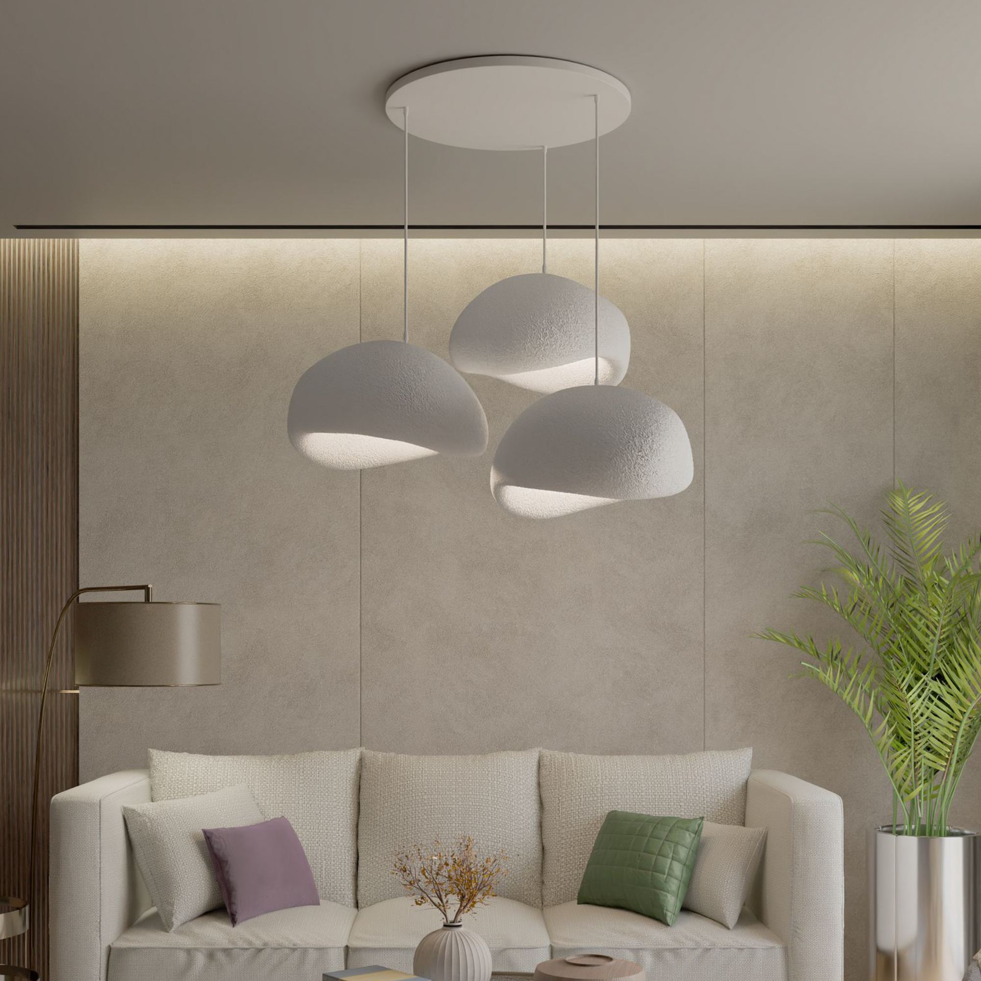 3-Flammig Wabi Sabi Haze & Hues Pendelleuchte Weiß
