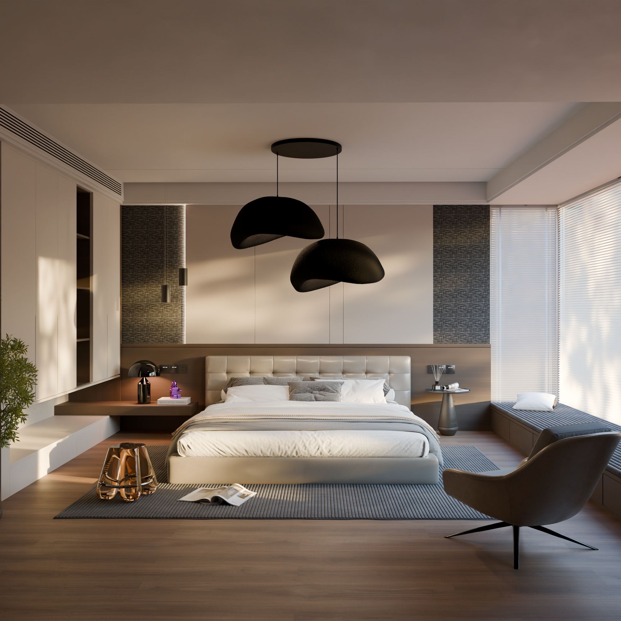 2-Flammig Wabi Sabi Driftgrains Pendelleuchte Schwarz